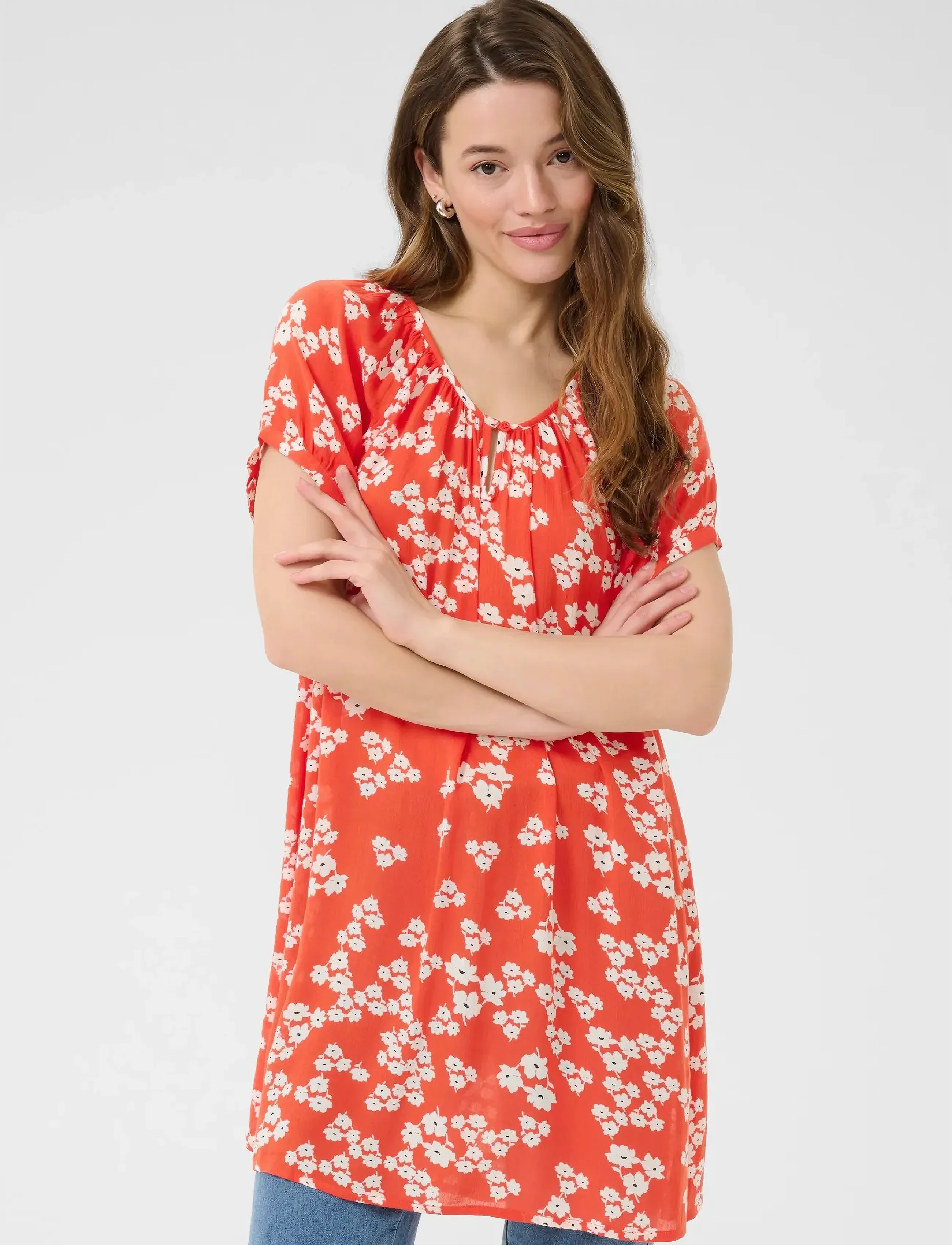 Kaffe Kaamber Tunic Printed, Kvinder, Tunika, Orange, Str: 36