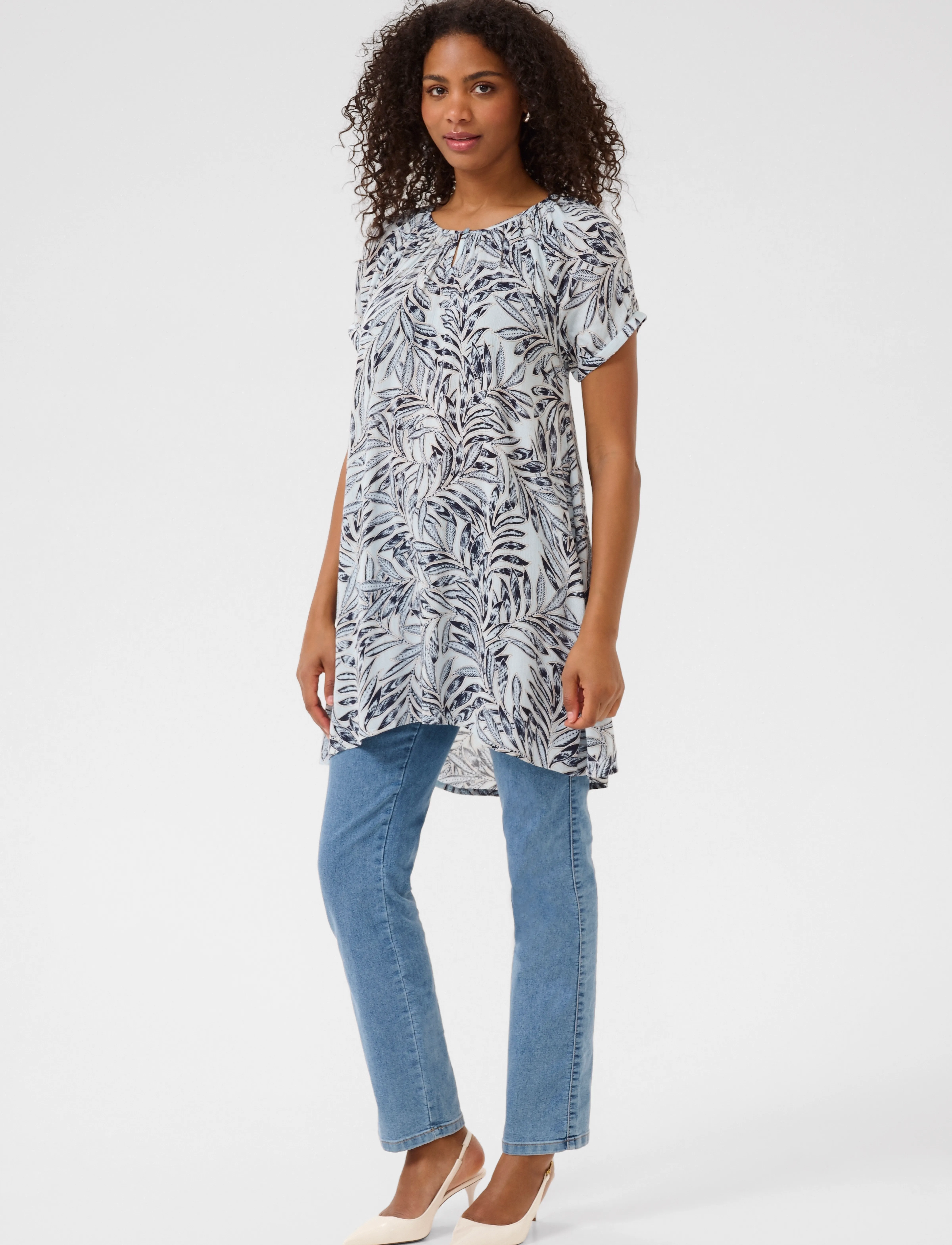 Kaffe - KAamber Tunic Printed - madalaimad hinnad - blue leaf print - 3