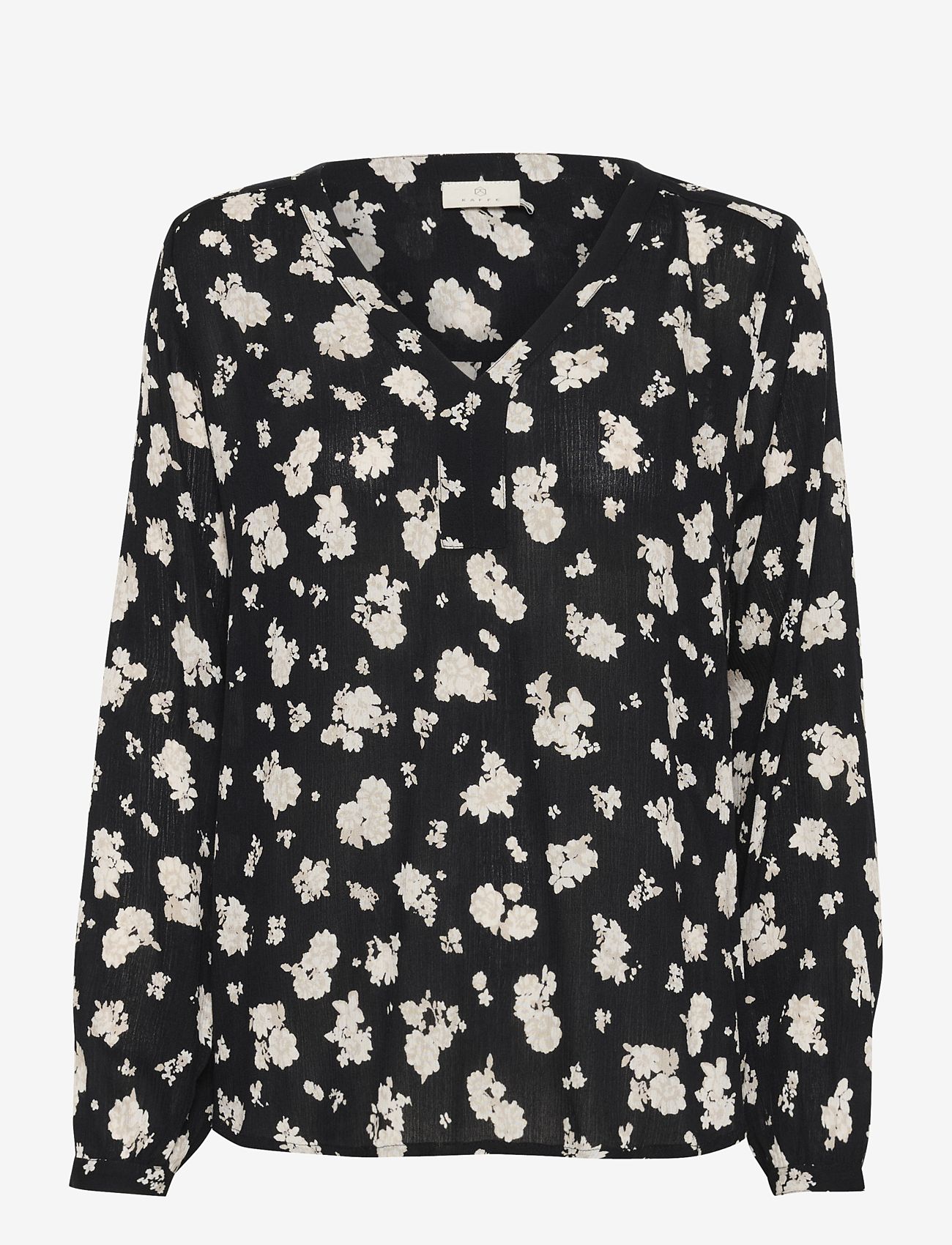 Kaffe - KAamber Blouse LS Printed - långärmade blusar - black/white flower print - 1