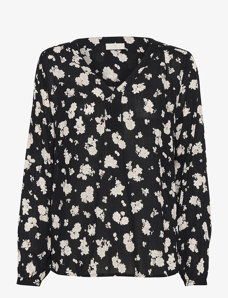 Kaffe - KAamber Blouse LS Printed - pikkade varrukatega pluusid - black/white flower print - 1