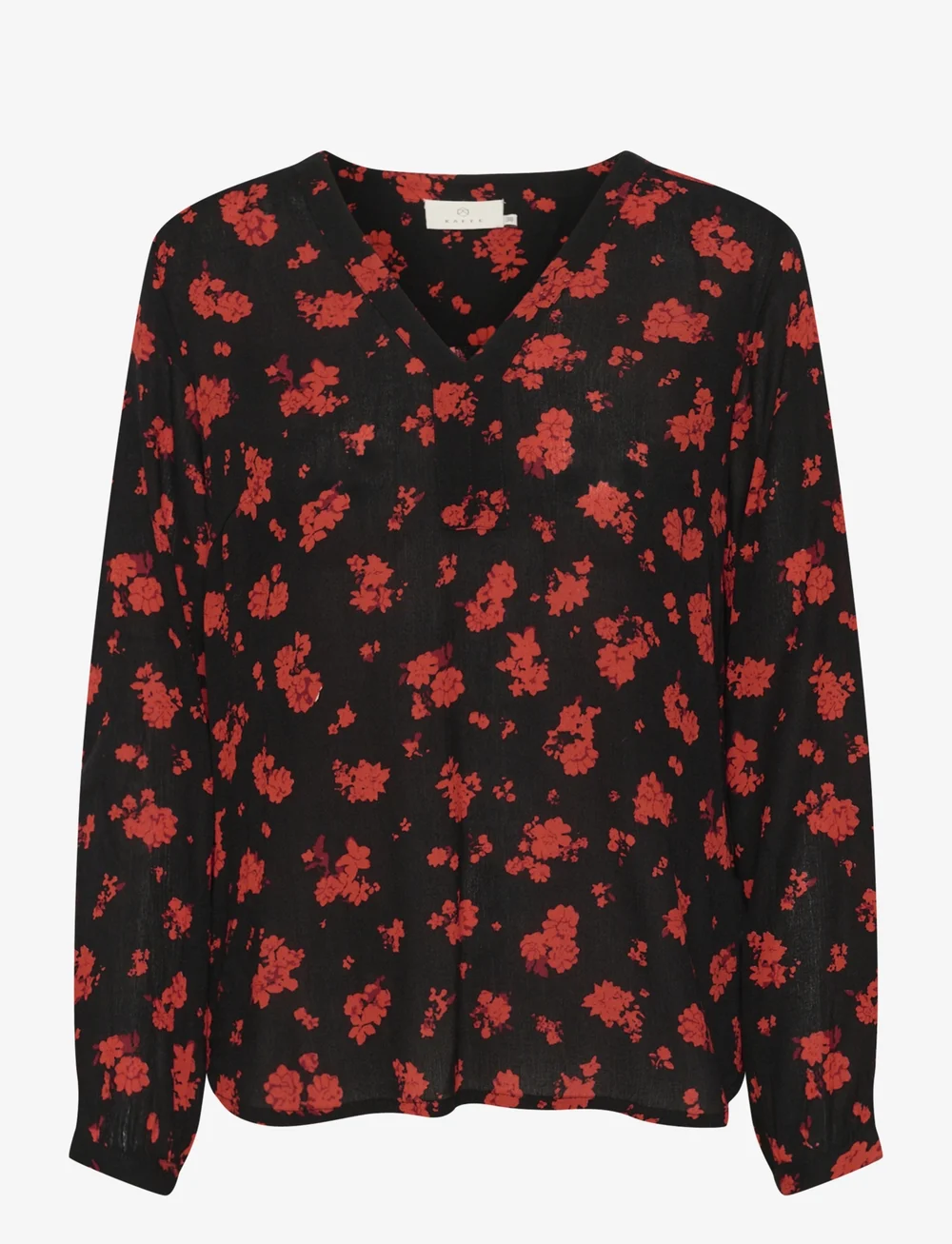 Kaffe - KAamber Blouse LS Printed - langärmlige blusen - black_red flower print - 1