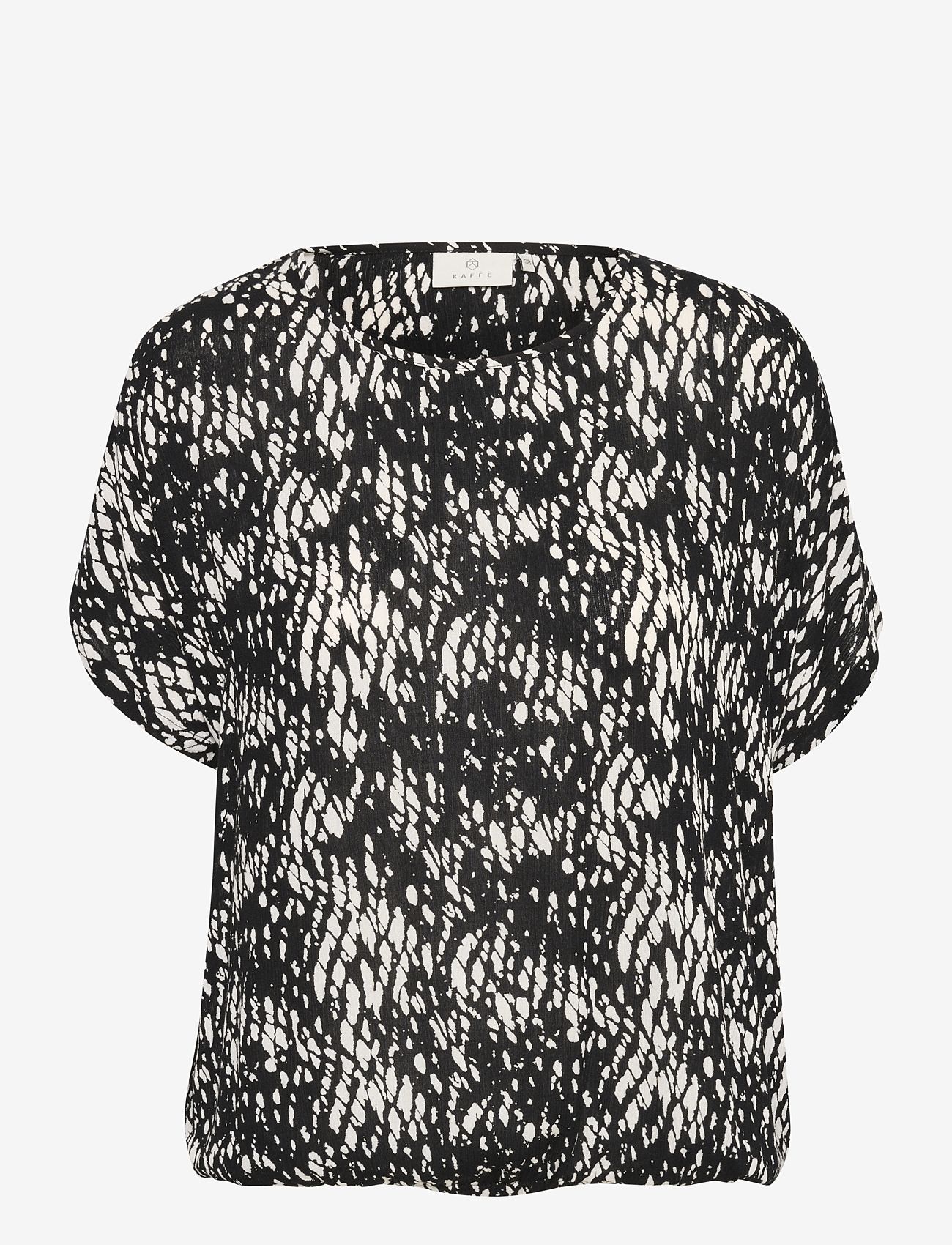 Kaffe - KAamber SL Printed - kurzämlige blusen - black/white graphic snake - 0