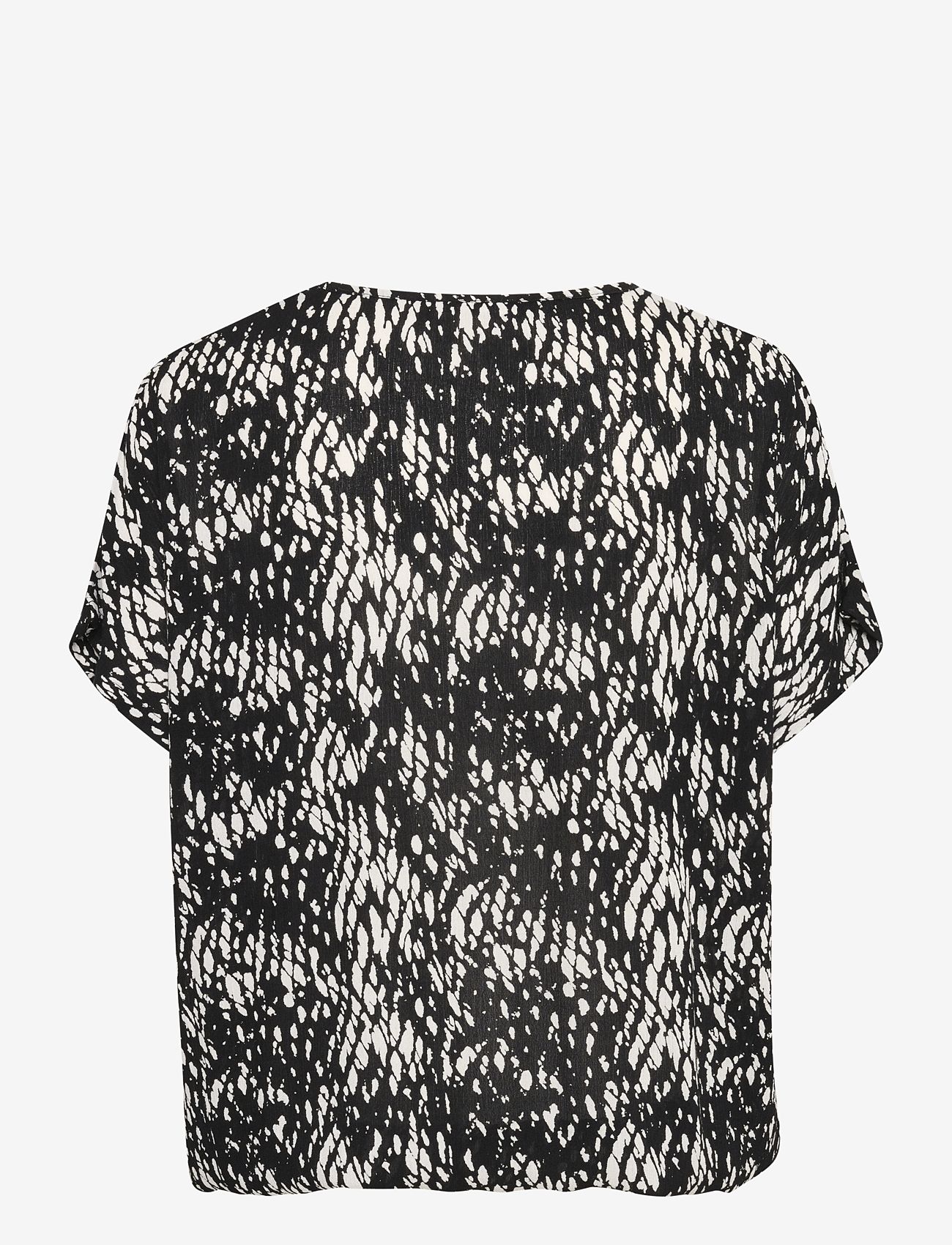 Kaffe - KAamber SL Printed - kurzämlige blusen - black/white graphic snake - 1