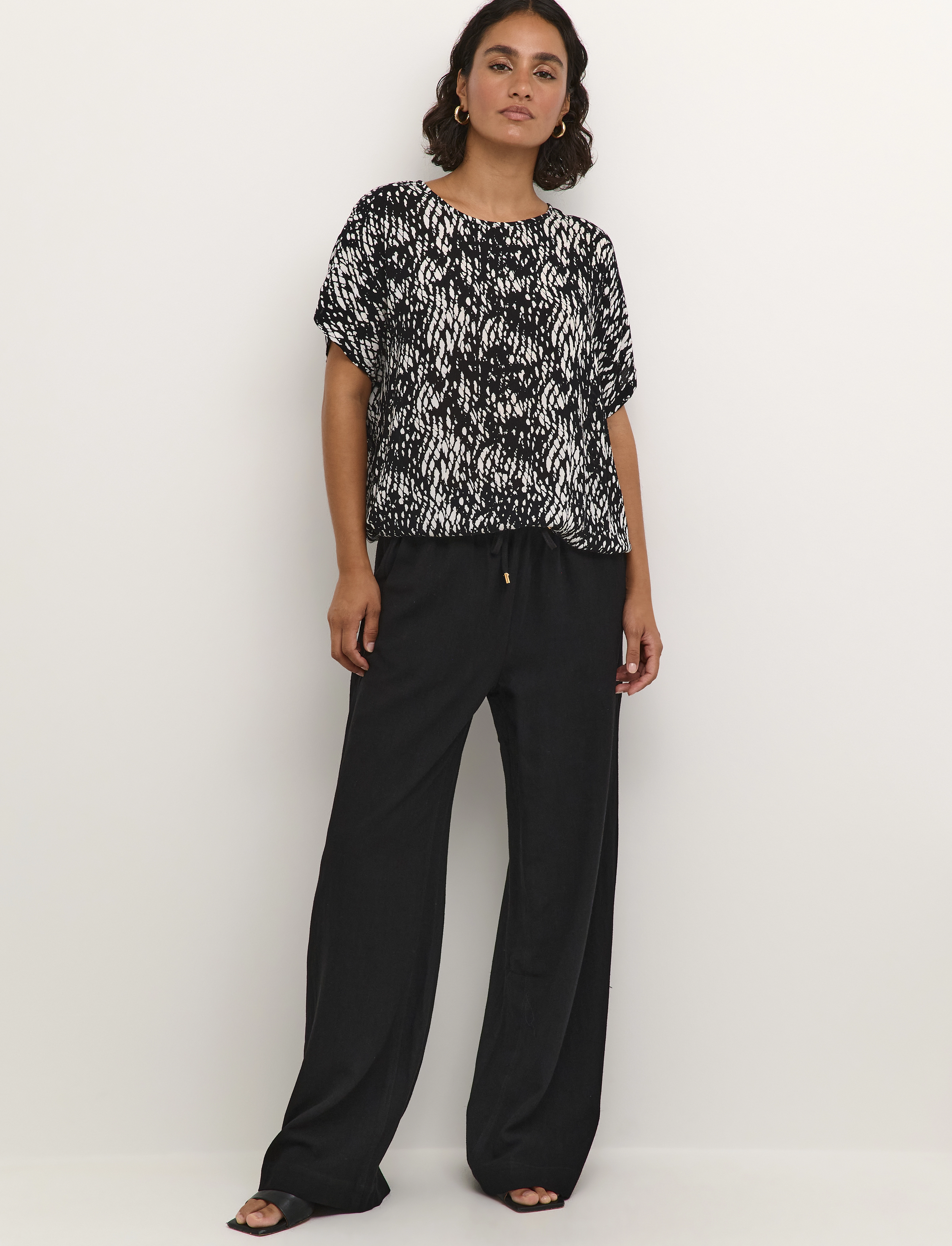Kaffe - KAamber SL Printed - kortærmede bluser - black/white graphic snake - 3