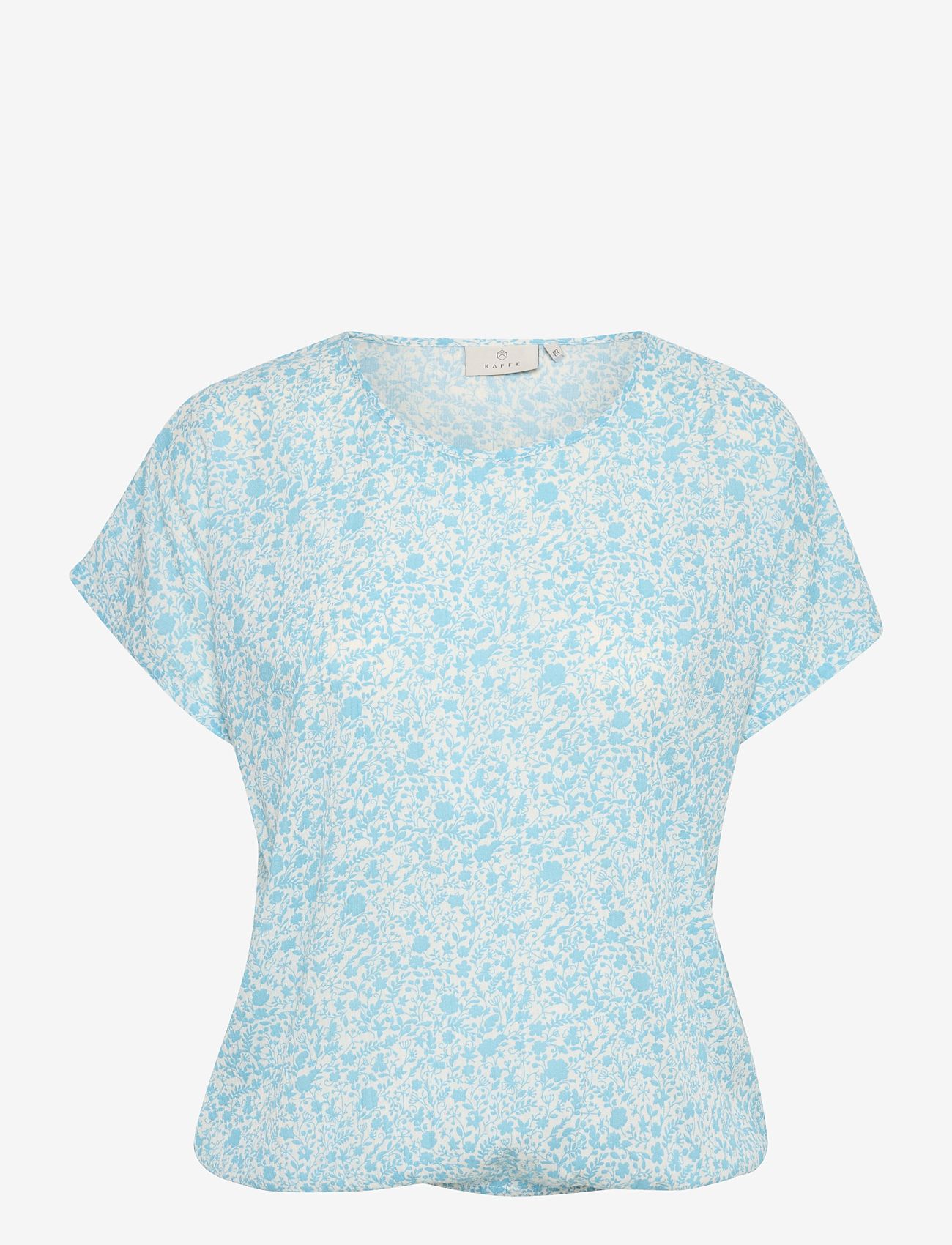 Kaffe - KAamber SL Printed - kortærmede bluser - blue atoll petit fleur - 1