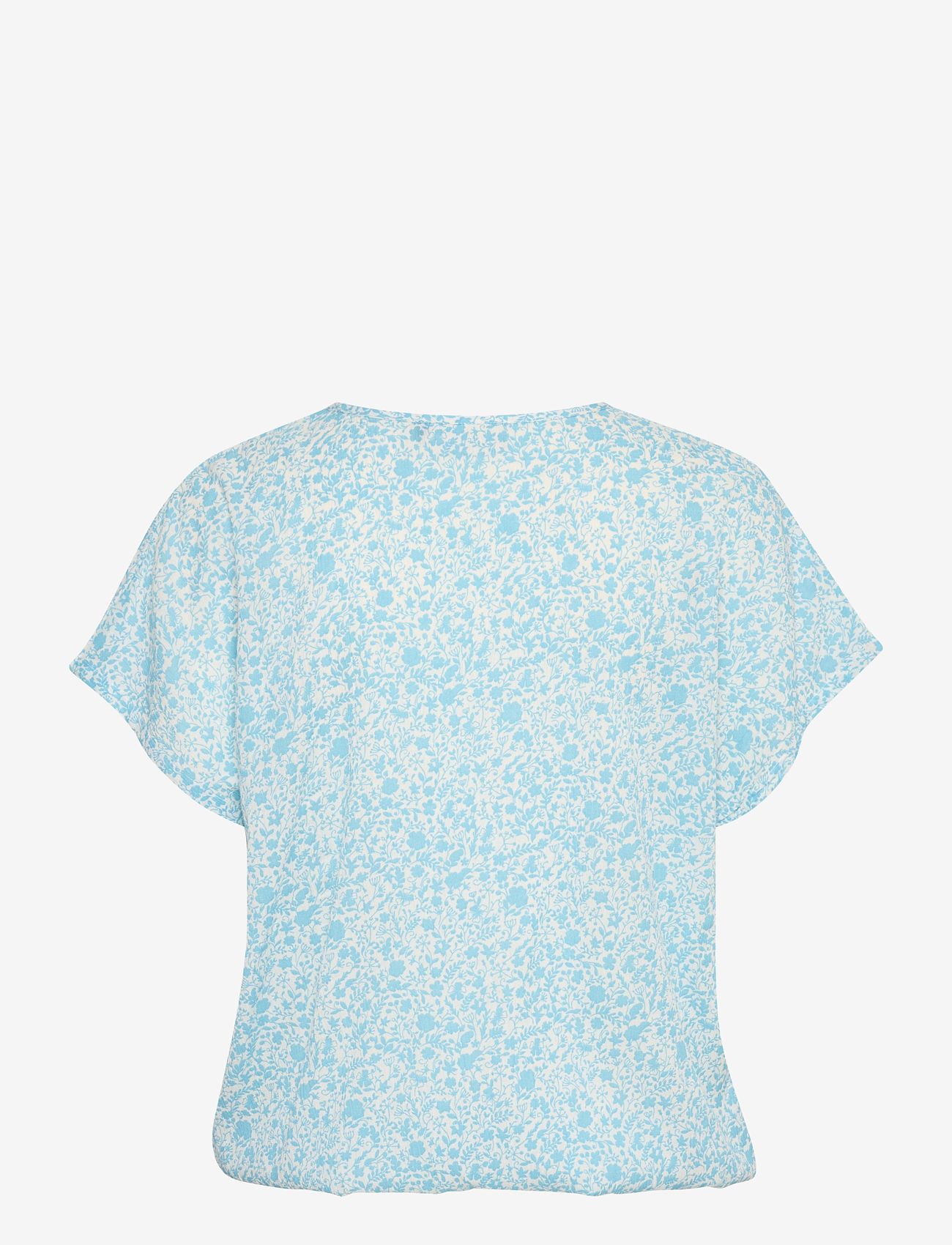 Kaffe - KAamber SL Printed - kortærmede bluser - blue atoll petit fleur - 2