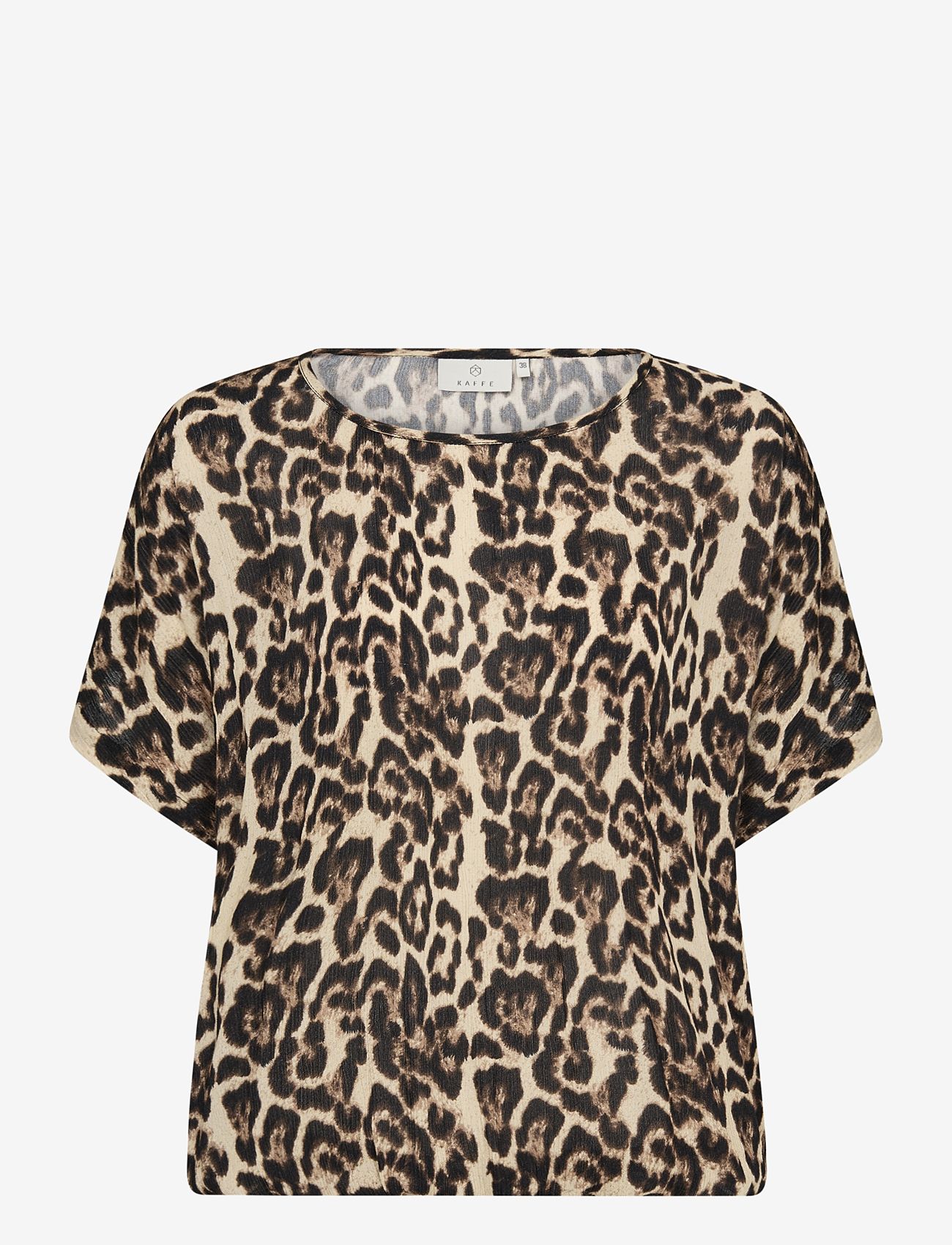 Kaffe - KAamber SL Printed - kortærmede bluser - naturel leopard print - 0