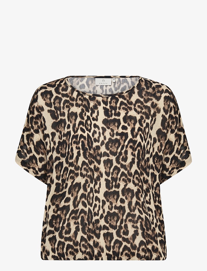 Kaffe - KAamber SL Printed - kurzämlige blusen - naturel leopard print - 1