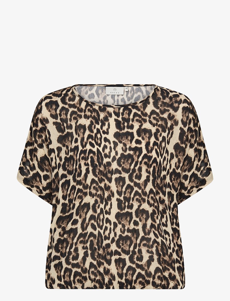 Kaffe - KAamber SL Printed - kurzärmelige blusen - naturel leopard print - 1