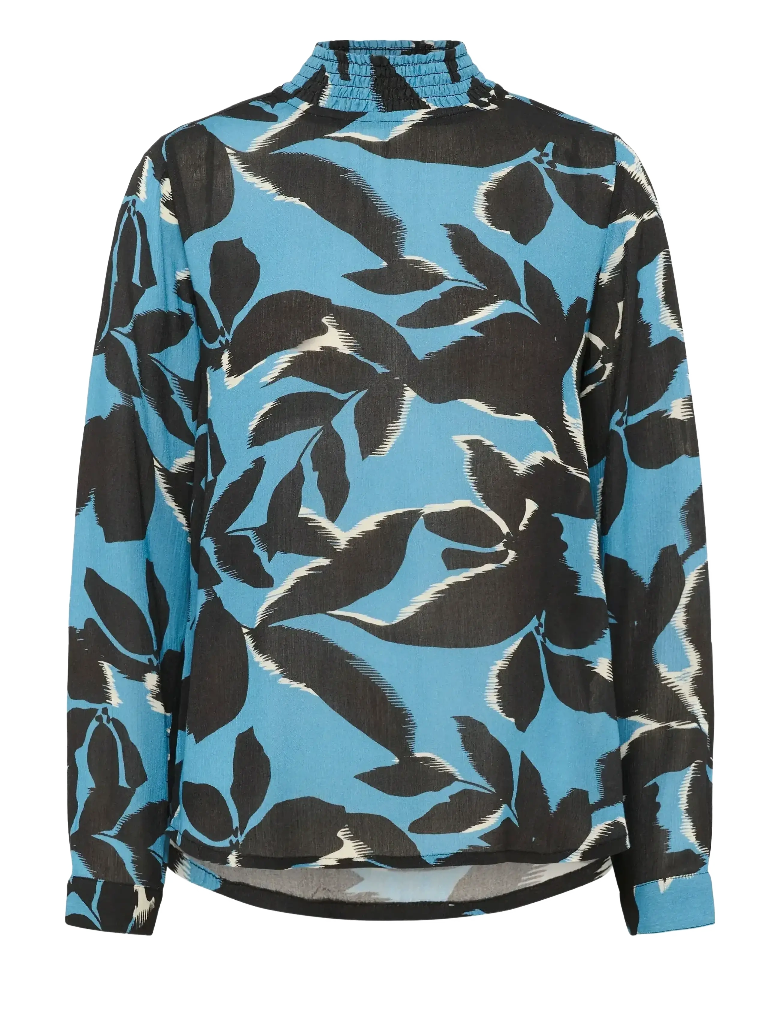 Kaffe KAamber Smock Blouse Printed - Tøj - WINDWARD BLUE/BLACK FLOWER / black
