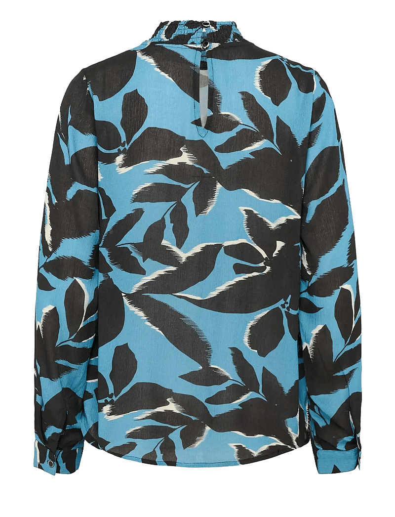 Kaffe - KAamber Smock Blouse Printed - langærmede bluser - windward blue/black flower - 2