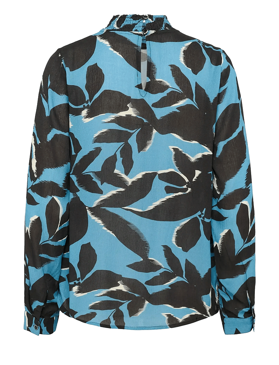 Kaffe - KAamber Smock Blouse Printed - langärmelige blusen - windward blue/black flower - 2