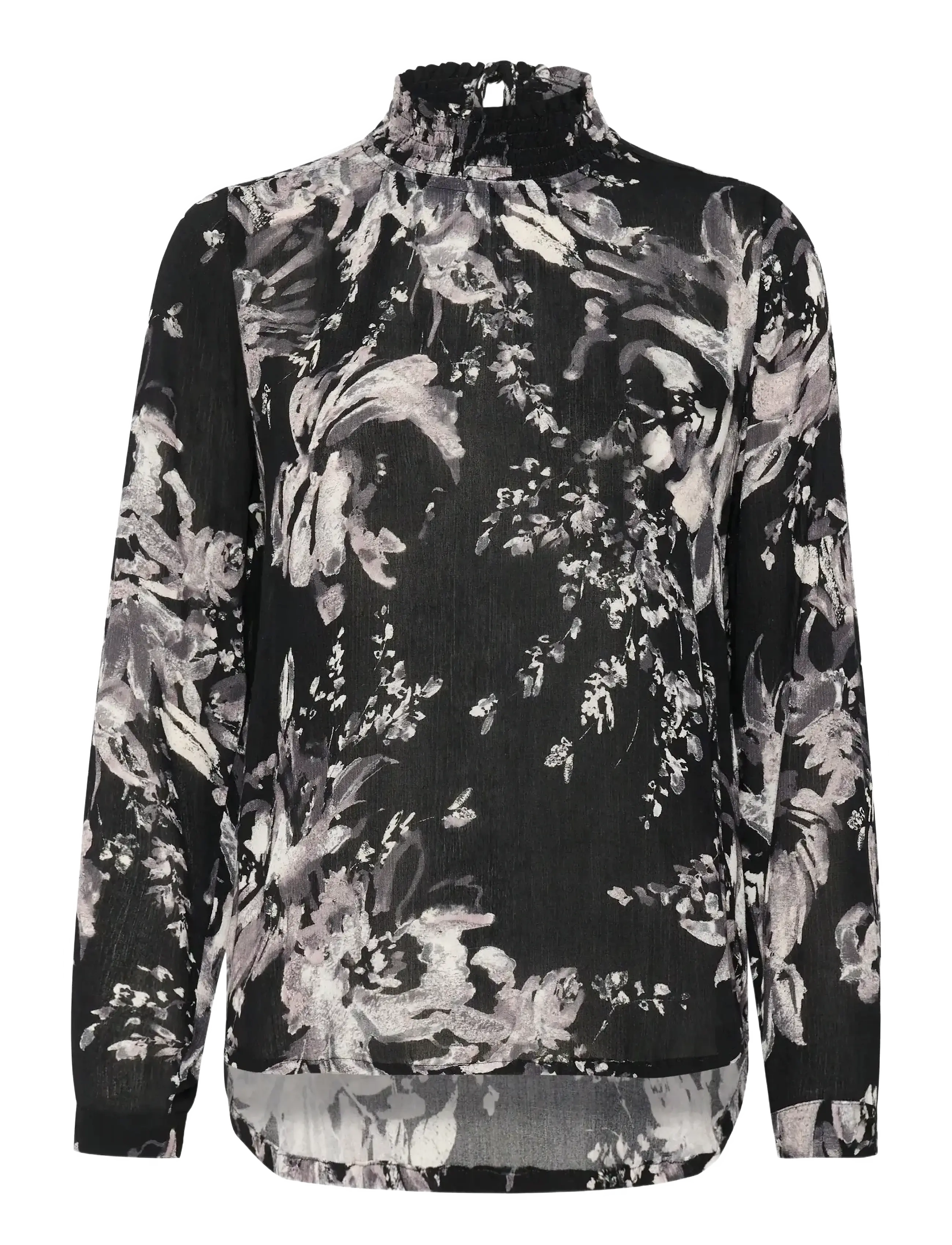 Kaffe KAamber Smock Blouse Printed - Kaffe - BLACK/WHITE PAINTED FLOWER / black