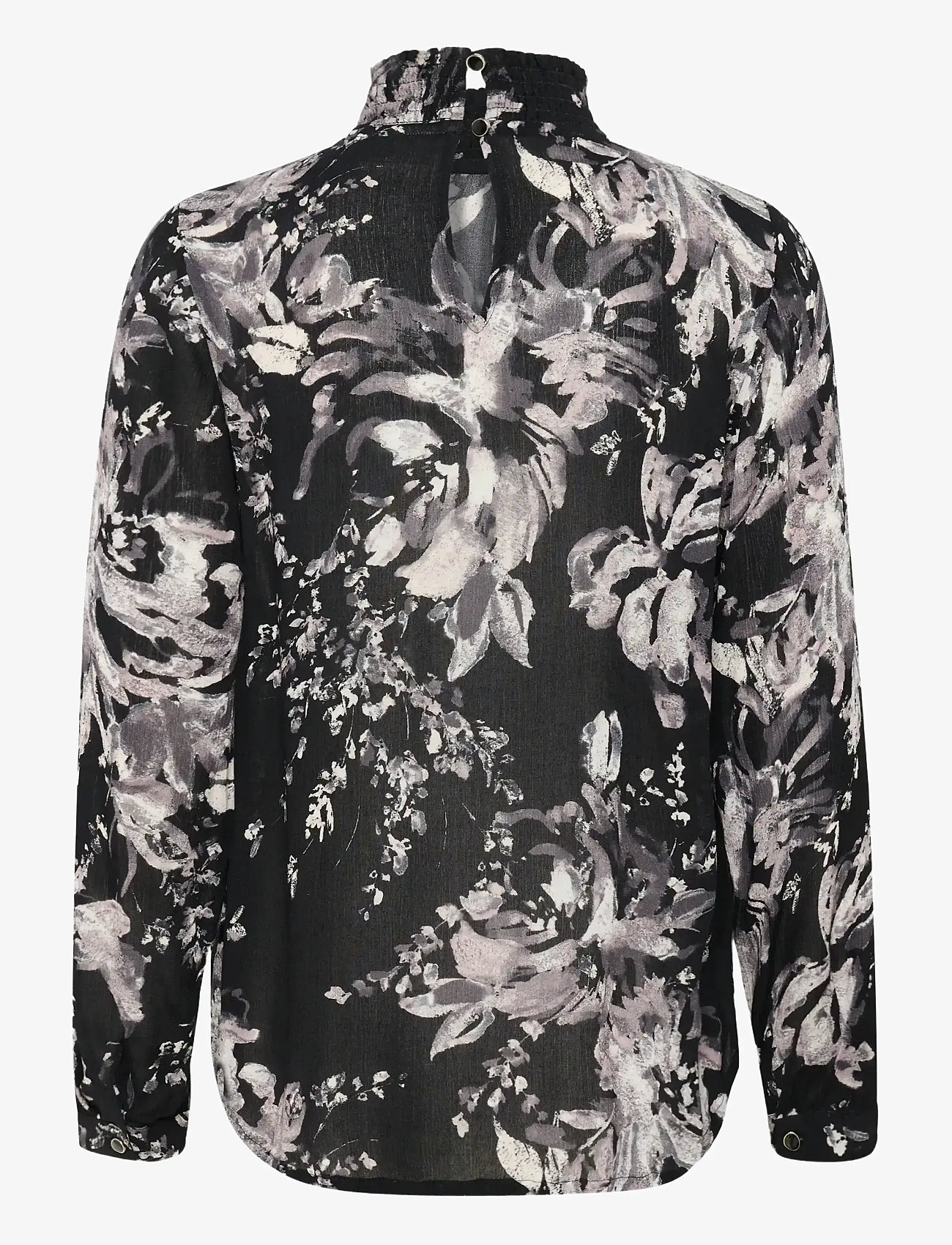 Kaffe - KAamber Smock Blouse Printed - langerma blússur - black/white painted flower - 2