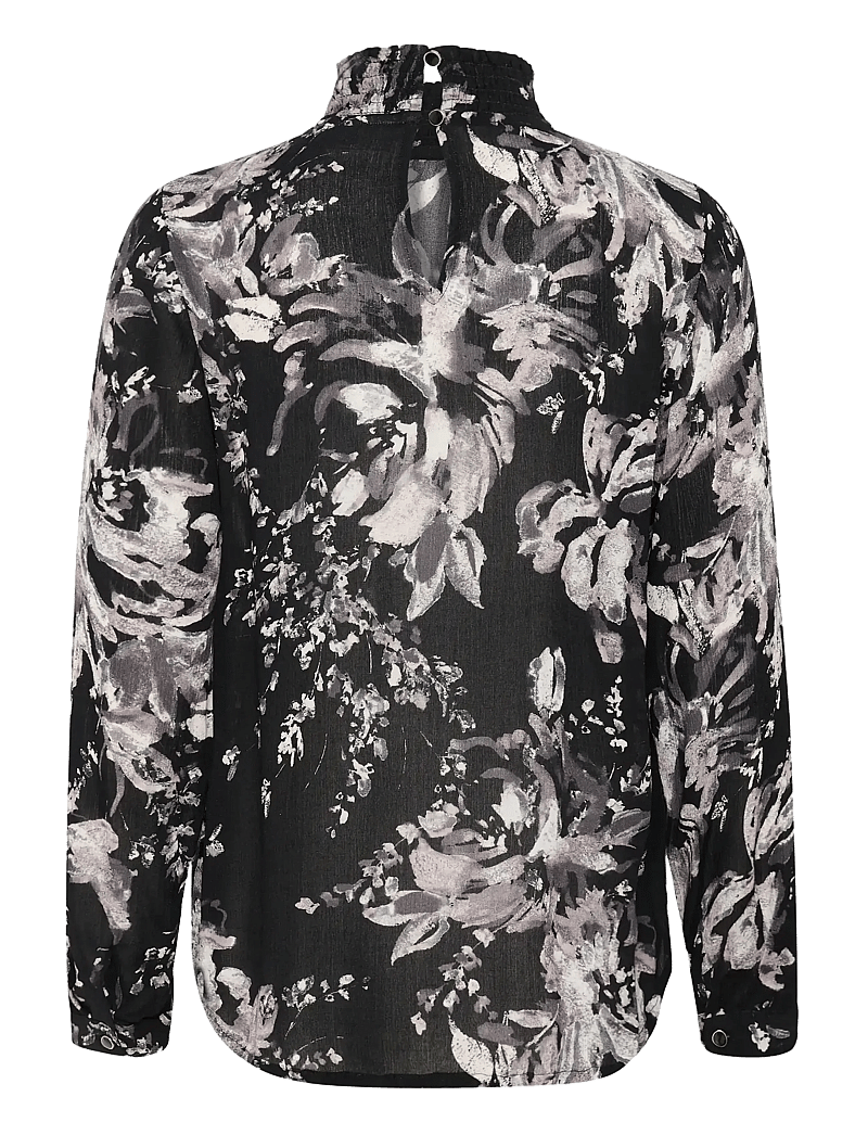 Kaffe - KAamber Smock Blouse Printed - langerma blússur - black/white painted flower - 2