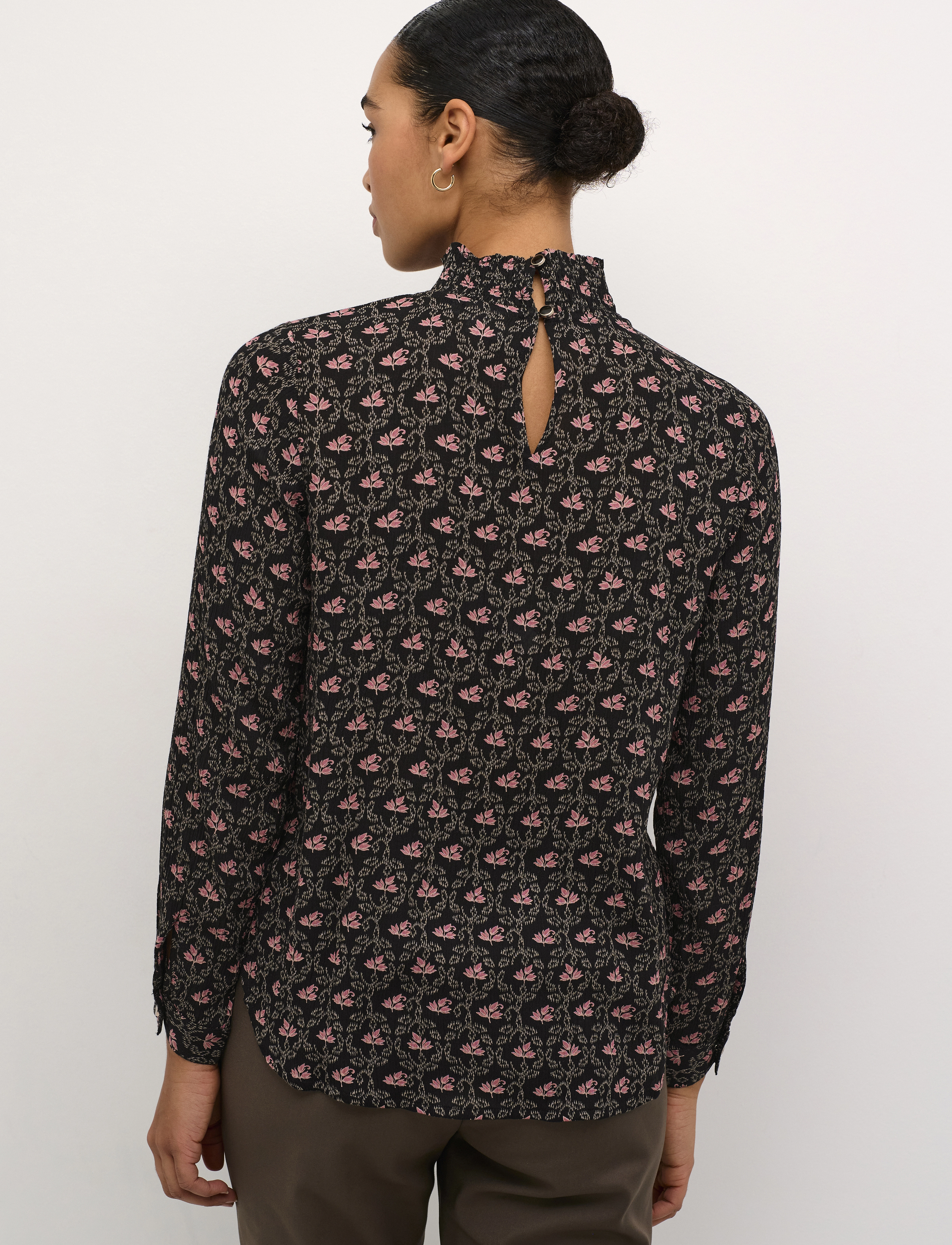 Kaffe - KAamber Smock Blouse Printed - langærmede bluser - black_rosa flowers - 5