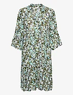 KAhera Amber Dress Printed - BLUE/GREEN ABSTRACT FLOWER