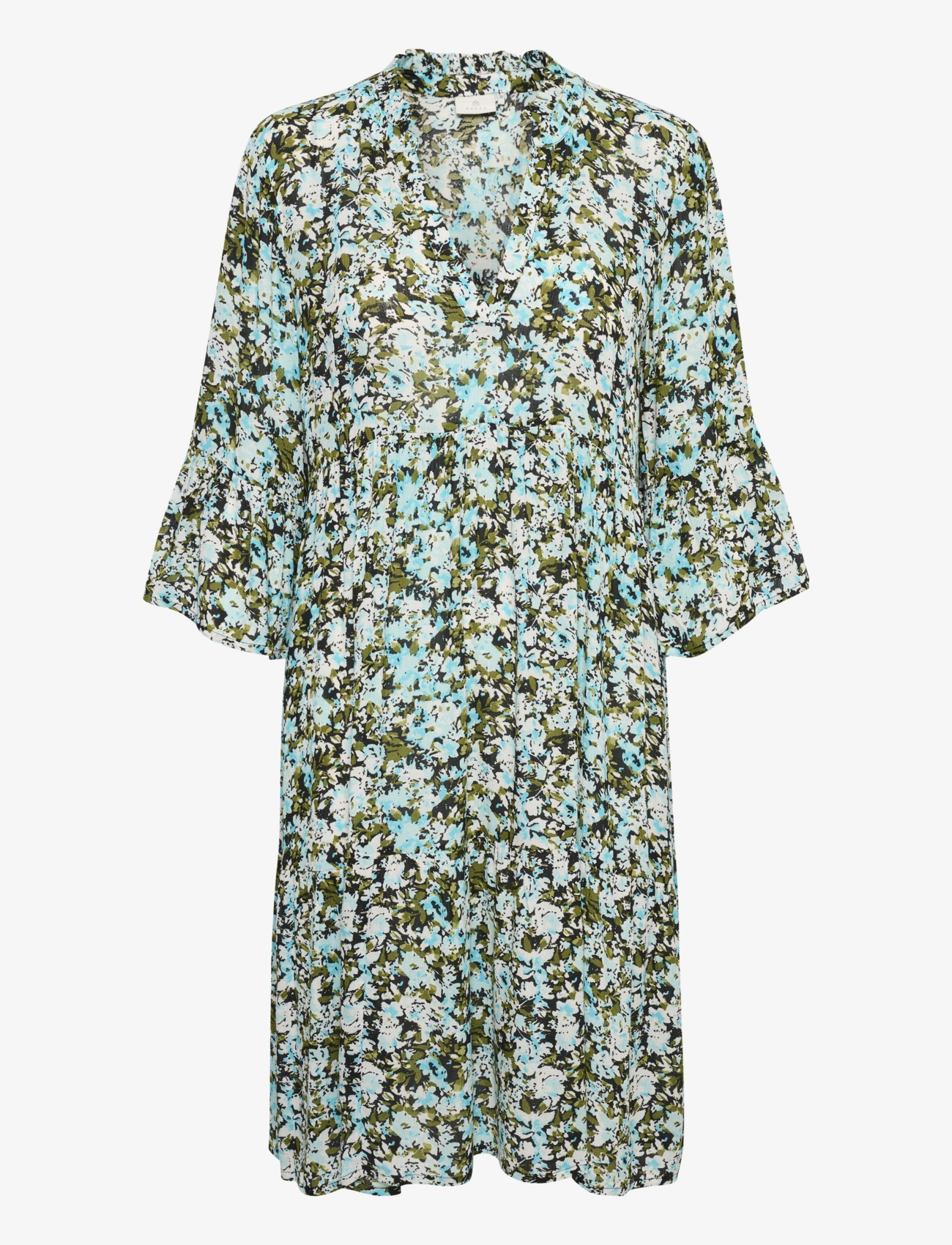 Kaffe KAhera Amber Dress Printed - Riided - BLUE/GREEN ABSTRACT FLOWER / multi