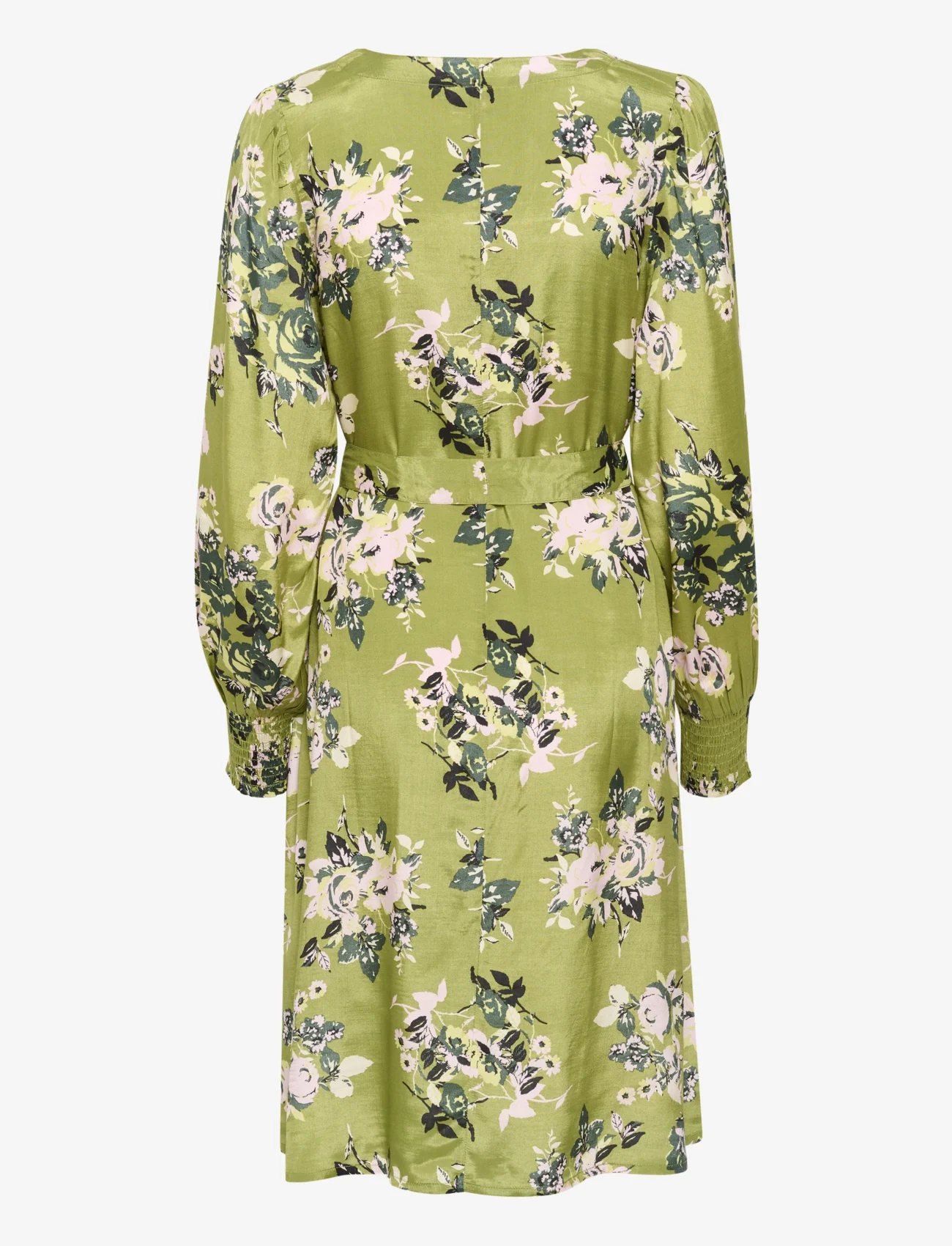 Kaffe - KApollie Short Dress Printed - summer dresses - green stencil flower print - 1