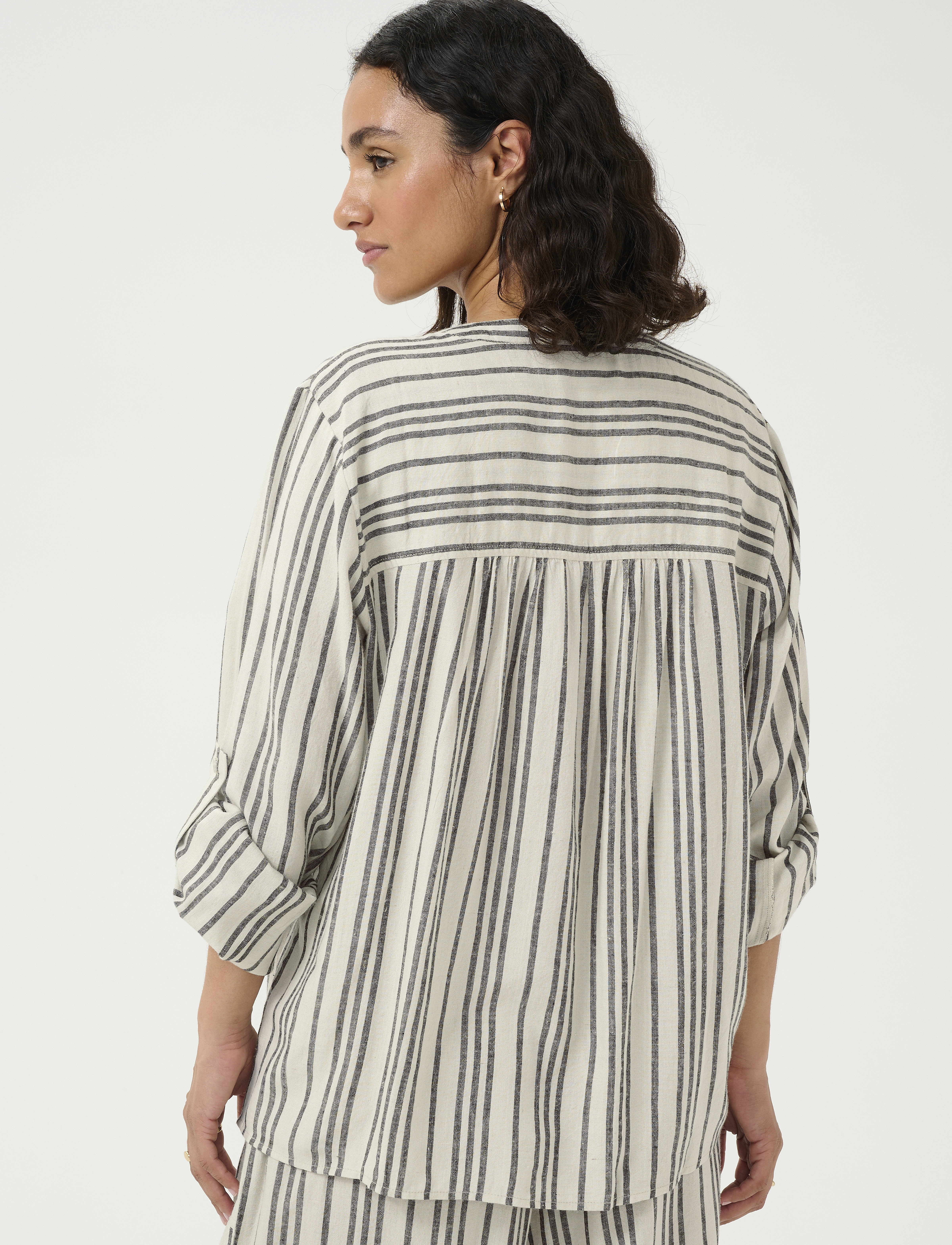 Kaffe - KAmilia Blouse - long sleeved blouses - moonstruck / black stripe - 4