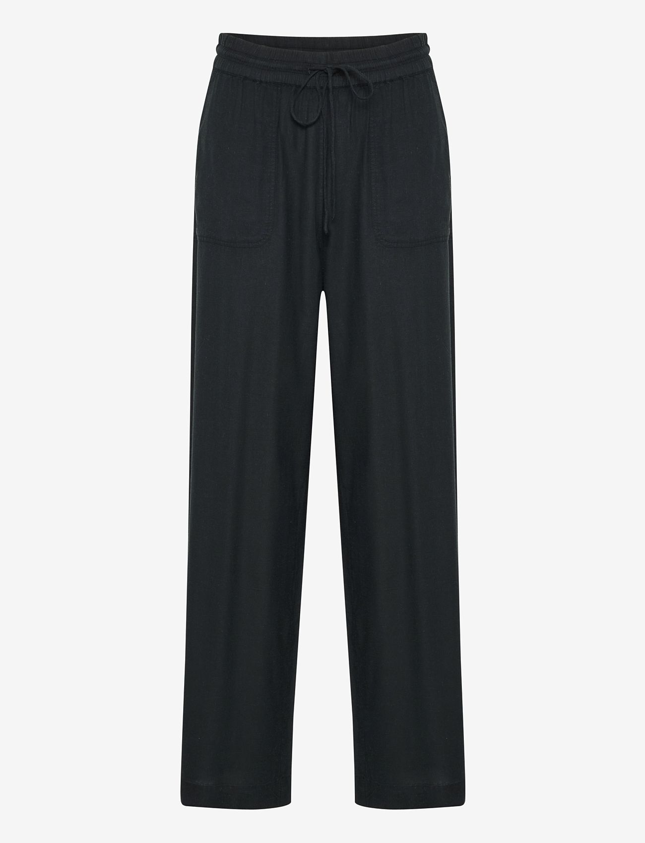 Kaffe - KAmilia Long Wide Pants HW - hørbukser - black deep - 1