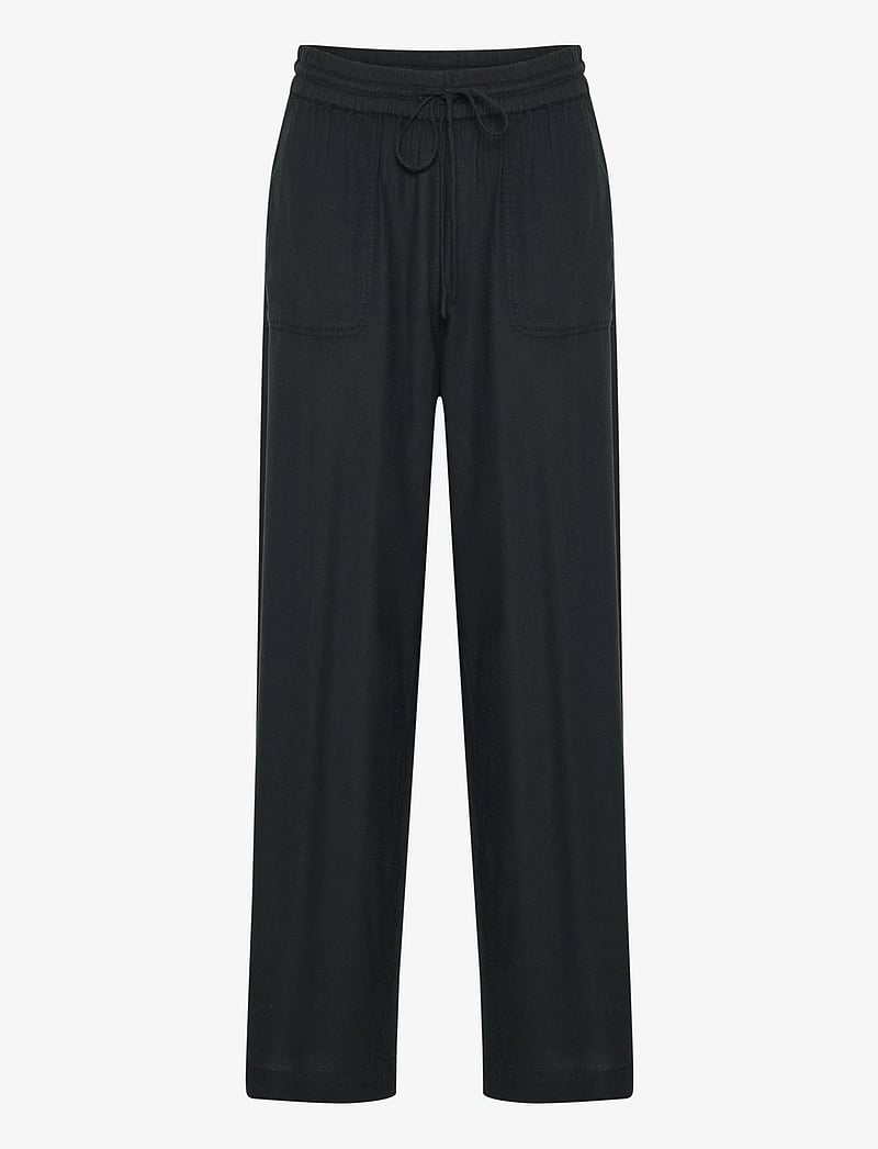 Kaffe - KAmilia Long Wide Pants HW - hørbukser - black deep - 1