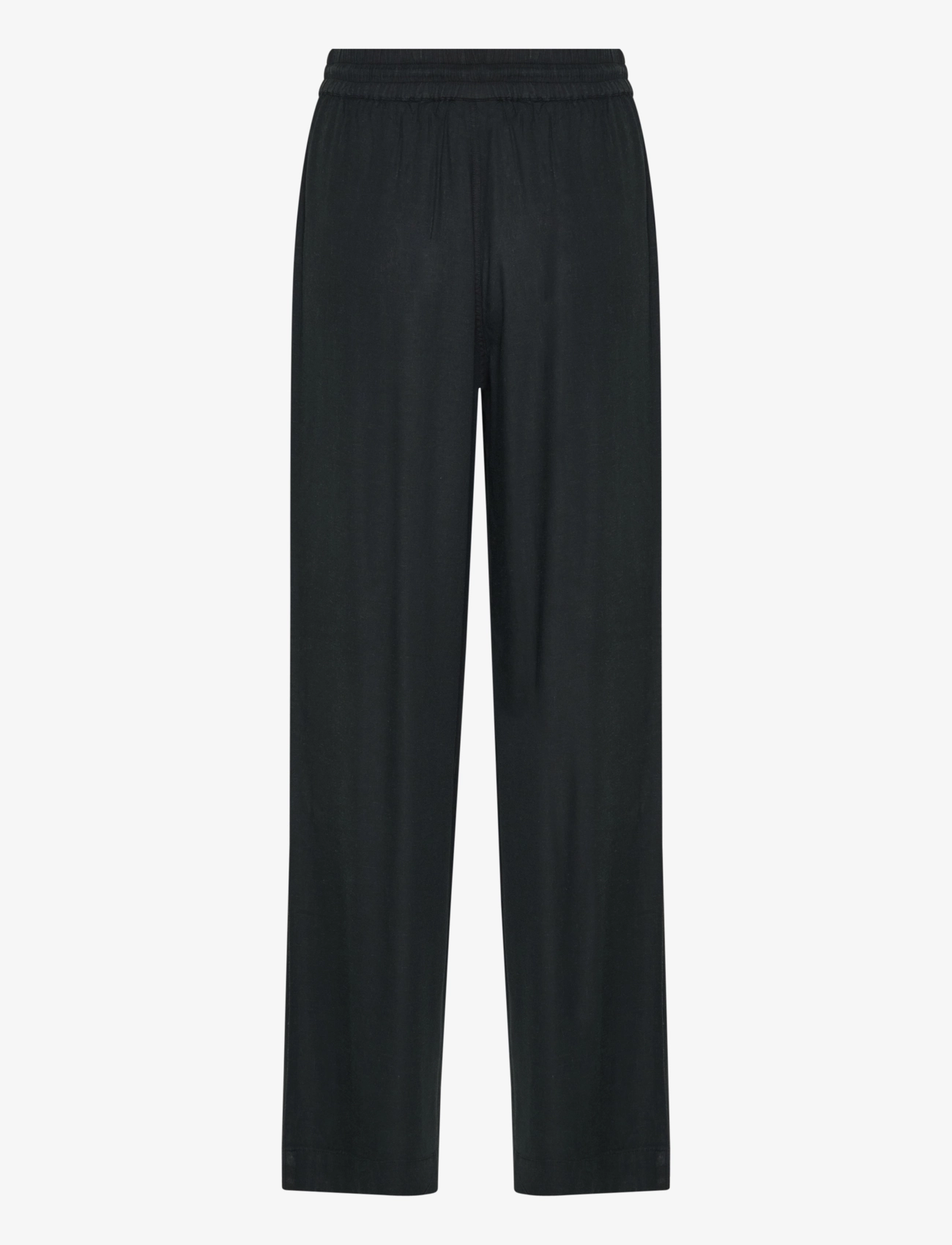 Kaffe - KAmilia Long Wide Pants HW - spodnie lniane - black deep - 2