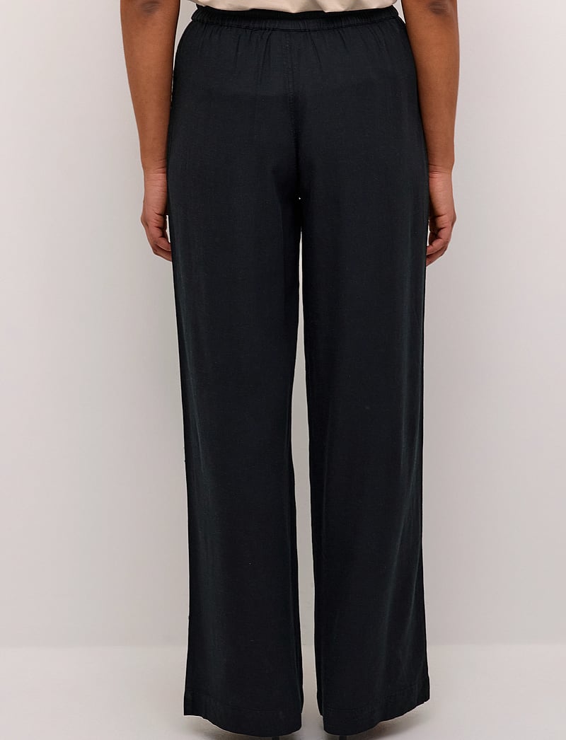 Kaffe - KAmilia Long Wide Pants HW - hørbukser - black deep - 4