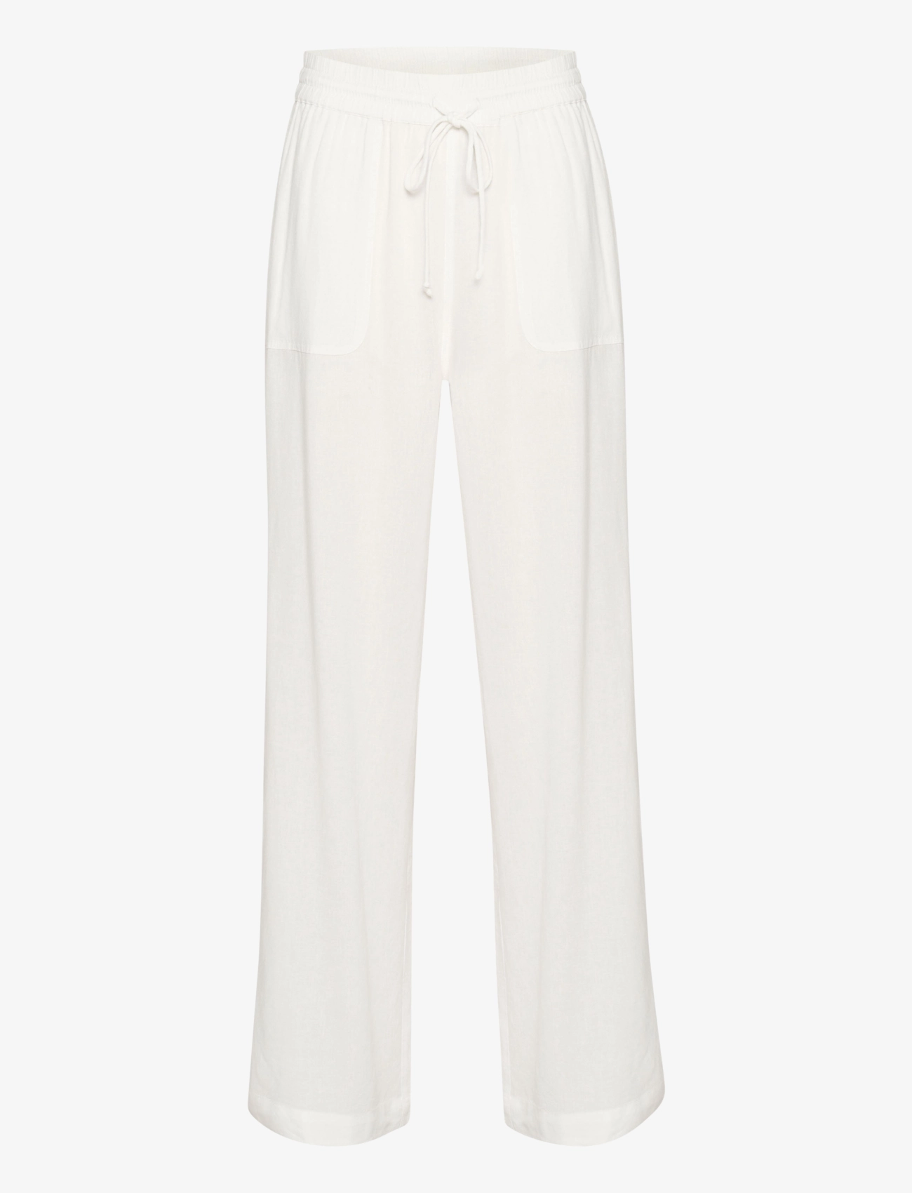 Kaffe KAmilia Long Wide Pants HW - Linased püksid - CHALK / white
