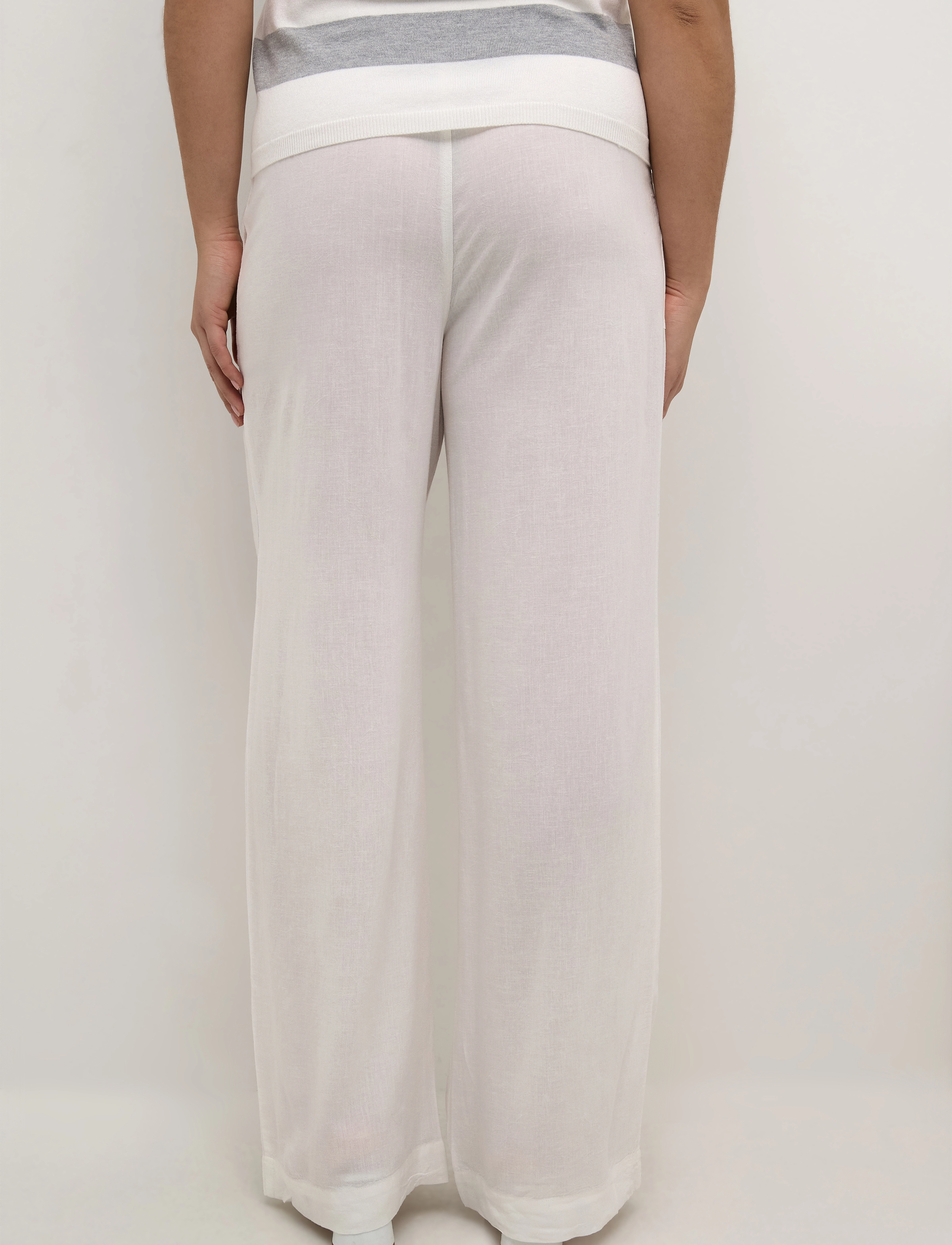 Kaffe - KAmilia Long Wide Pants HW - linen trousers - chalk - 3