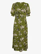 KAvita Dress - GREEN STENCIL FLOWER PRINT
