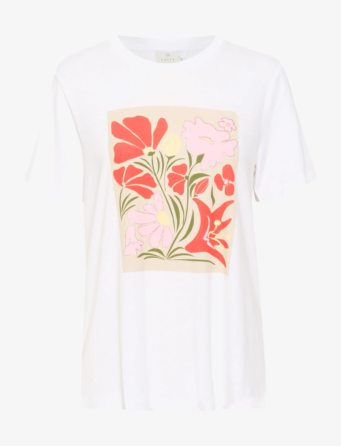 Kaffe - KAelin T-Shirt - t-shirts - white/pink flower print - 0