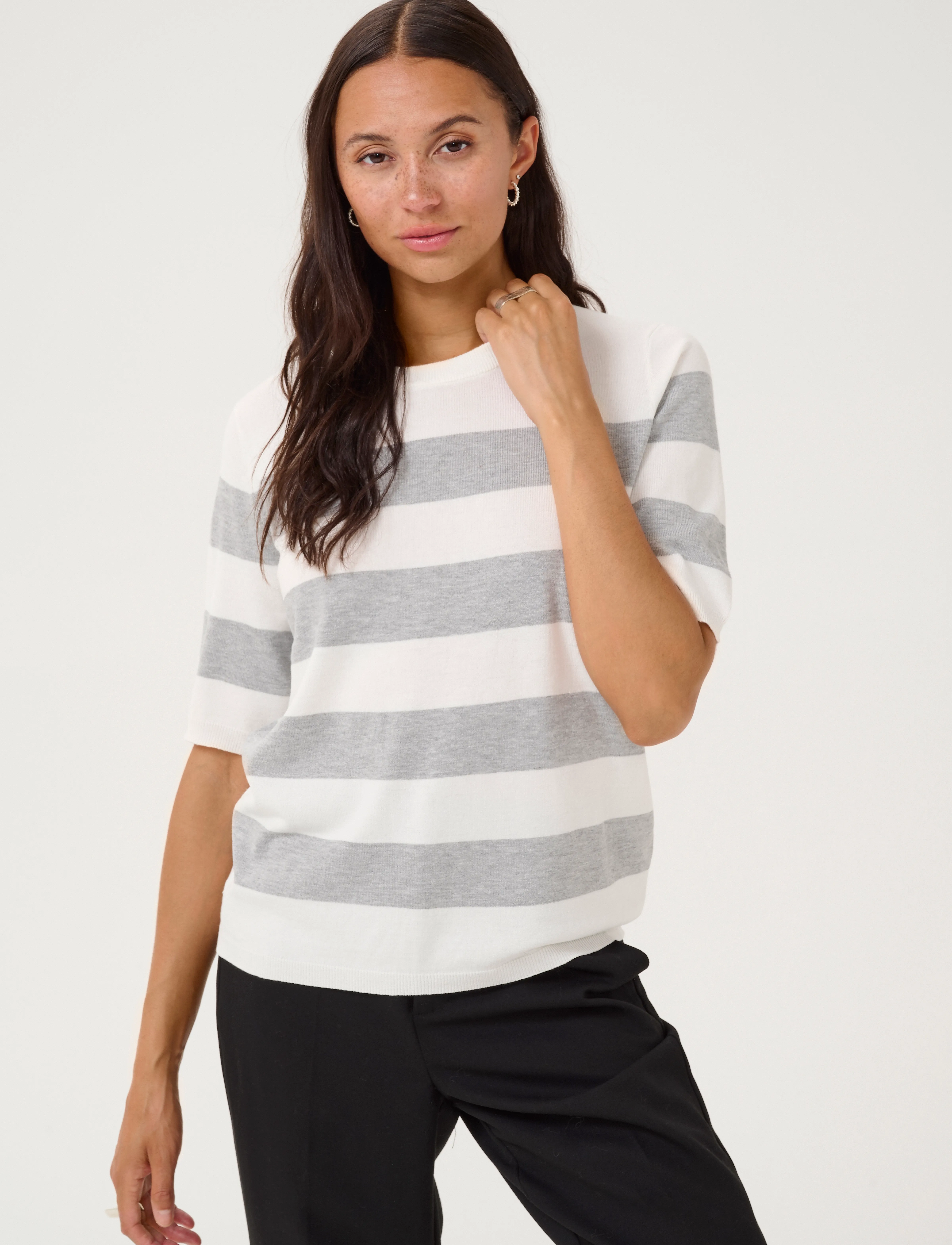 Kaffe Kalizza Striped Knit, XS, Knitwear, Weiß - Jumpers, Frauen