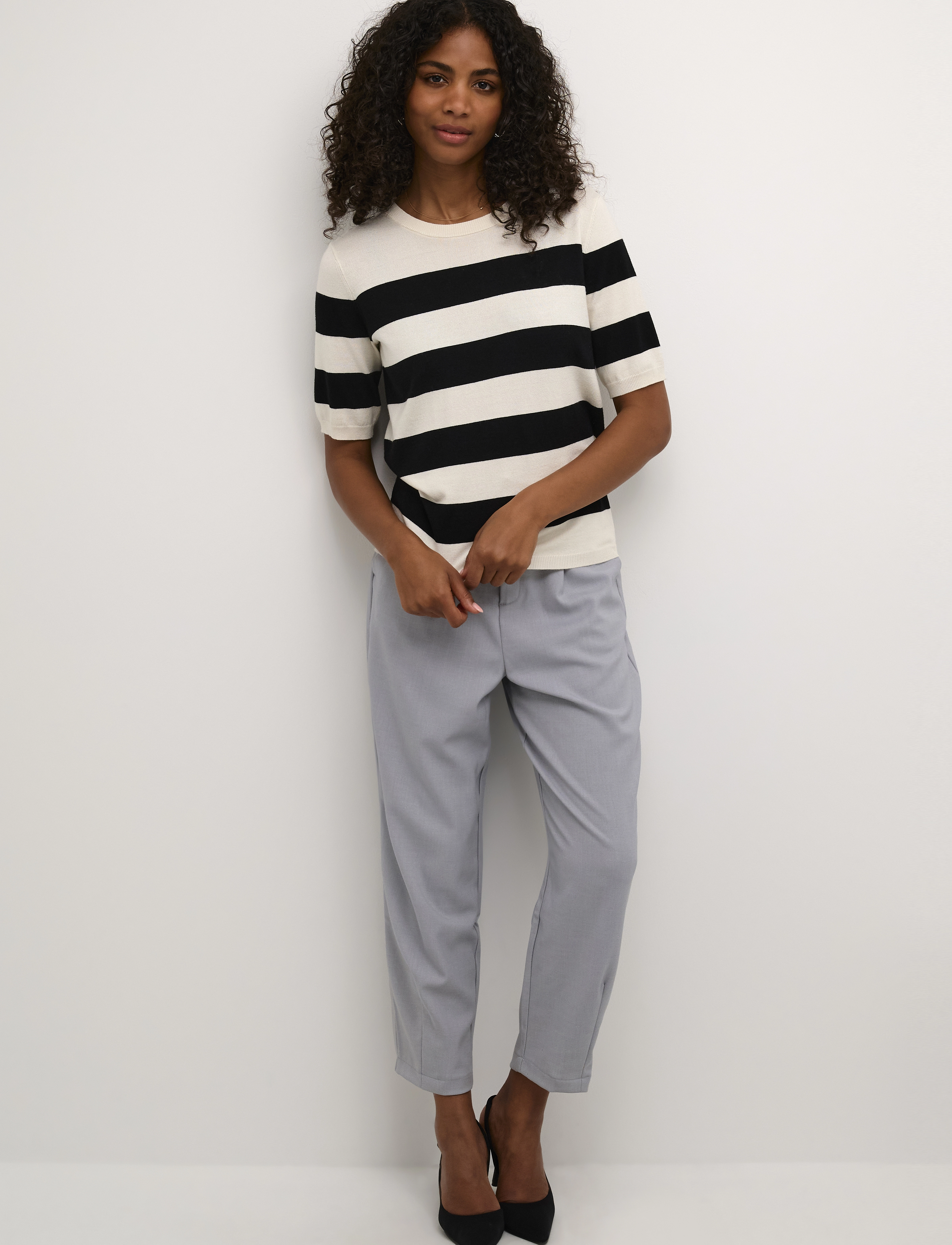 Kaffe - KAlizza Striped Knit - sviitrid - black/turtledove bold stripe - 3