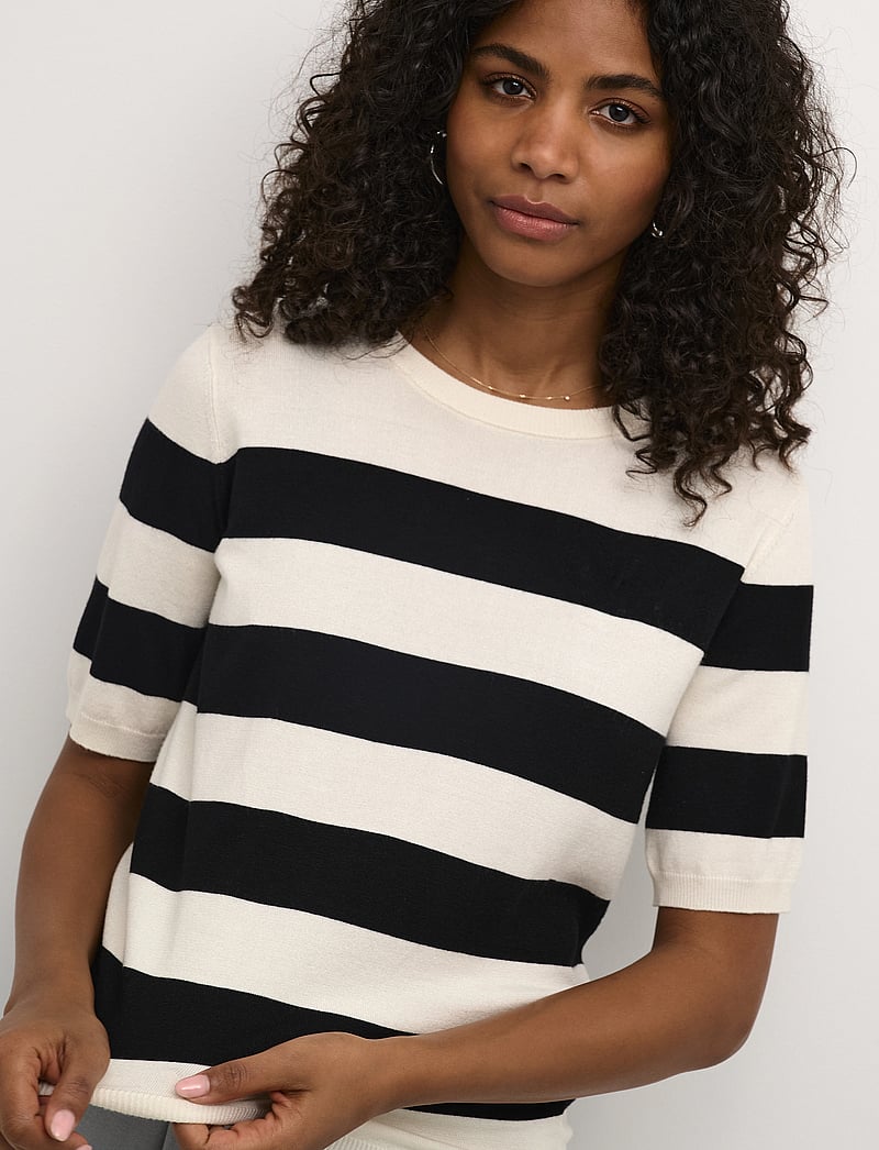 Kaffe - KAlizza Striped Knit - gebreide truien - black/turtledove bold stripe - 5