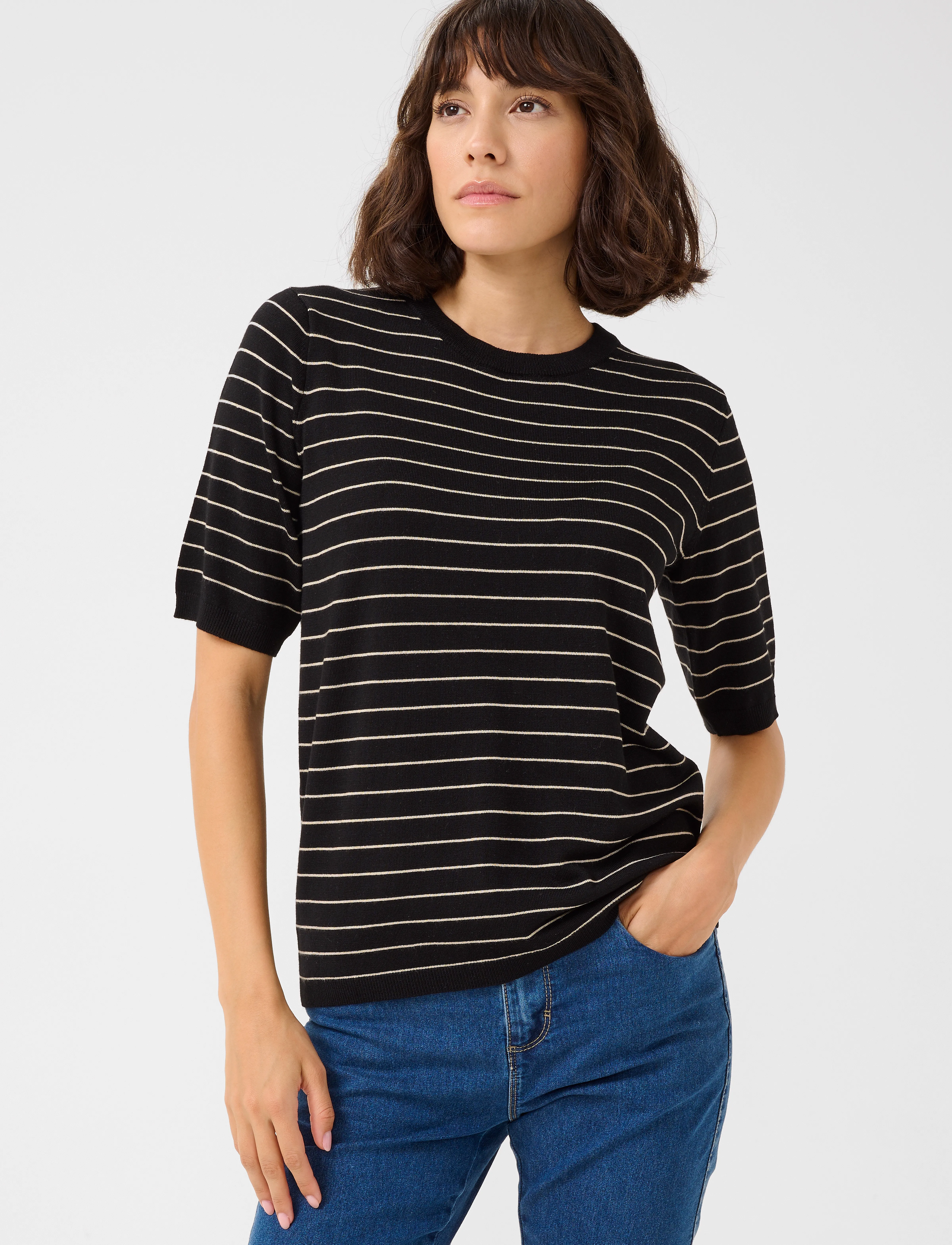 Kaffe Kalizza Striped Knit, XS, Knitwear, Schwarz - Jumpers, Frauen
