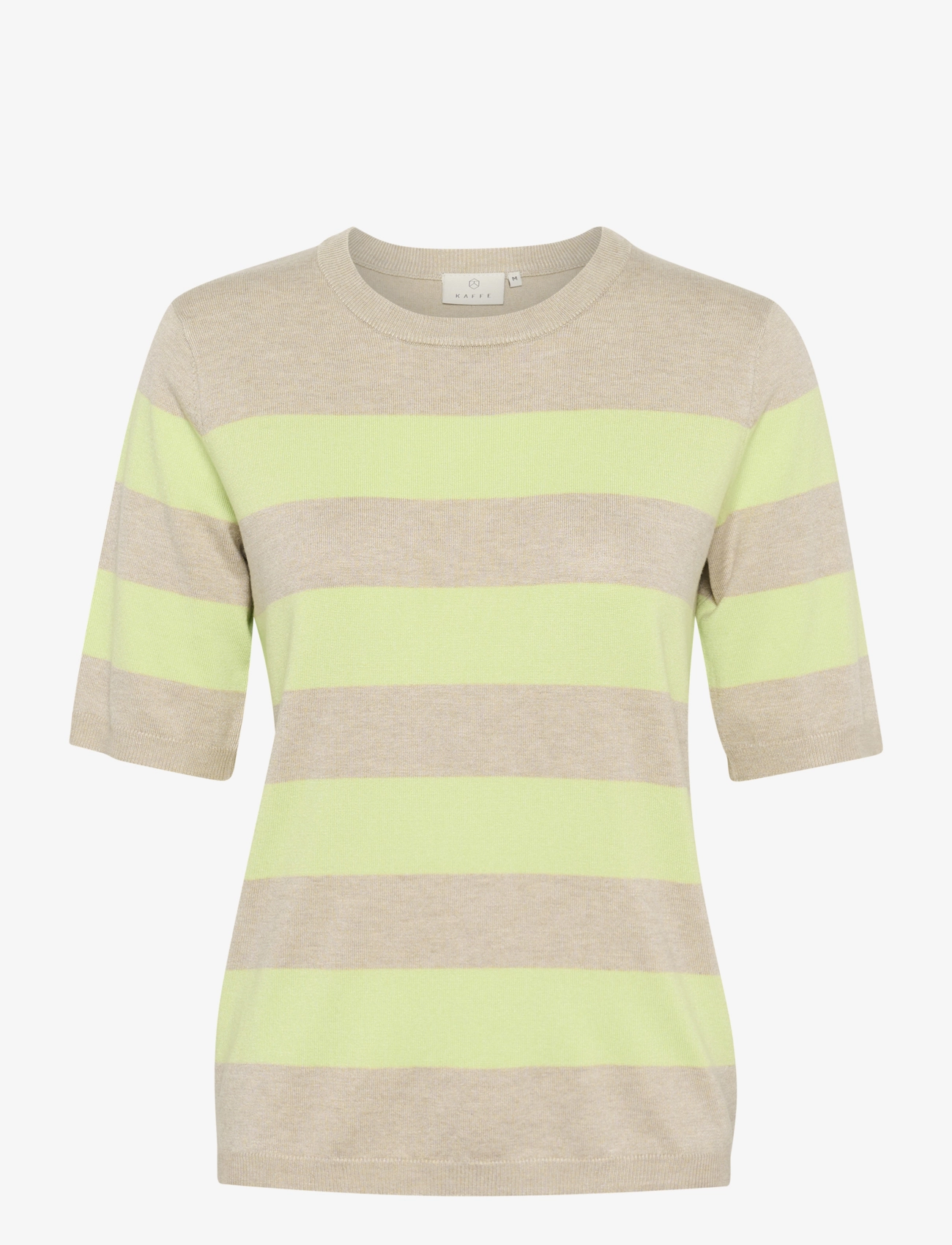Kaffe KAlizza Striped Knit - Transitional Layering - LETTUCE/FEATHERG. BOLD STRIPE / green