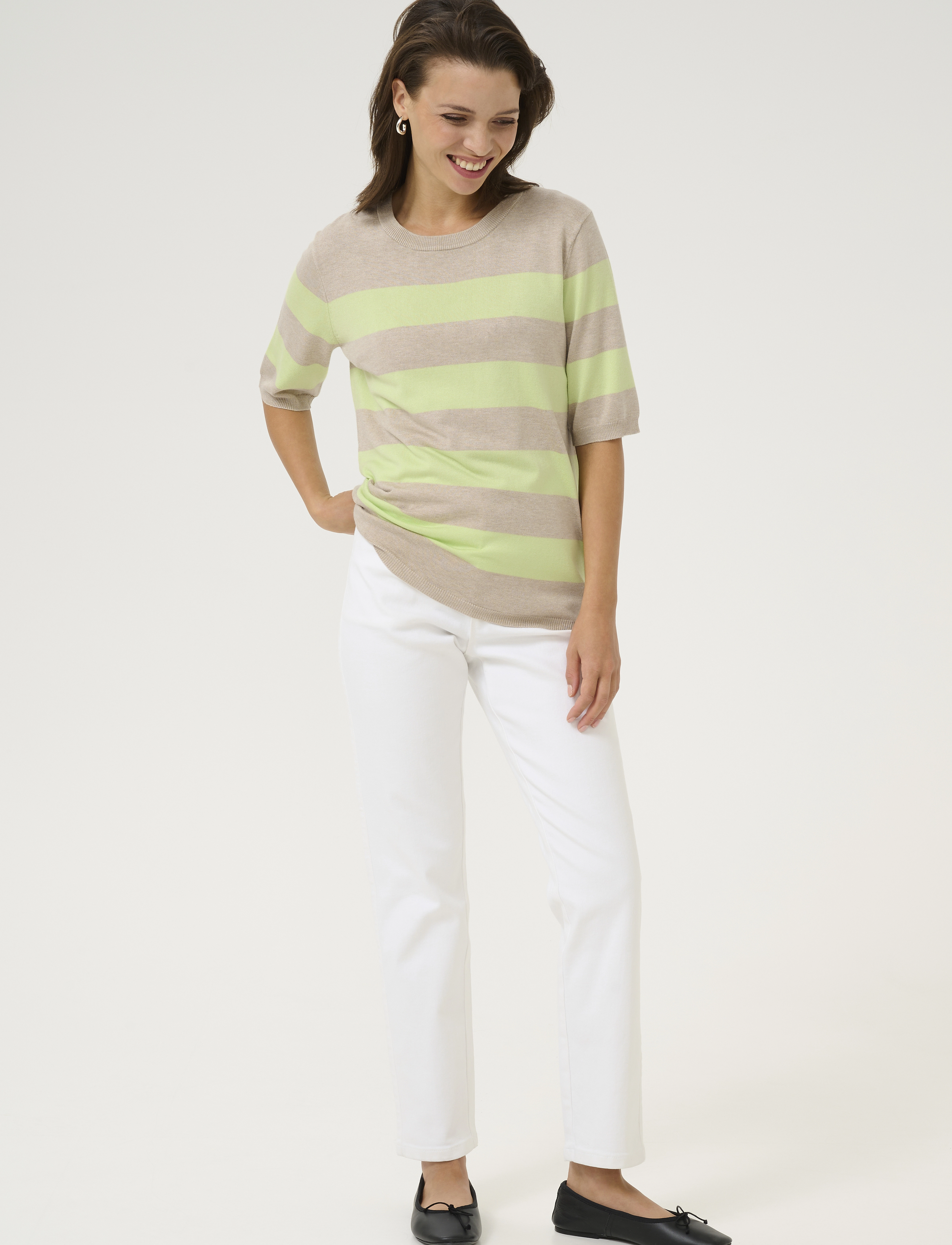Kaffe - KAlizza Striped Knit - trøjer - lettuce/featherg. bold stripe - 3