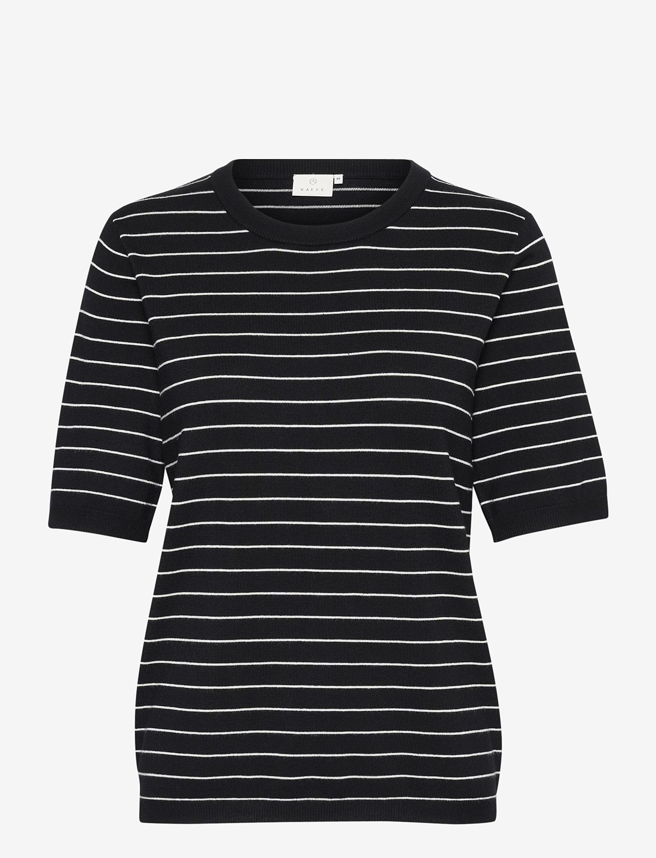 Kaffe - KAlizza Striped Knit - striktrøjer - black /turtledove slim stripe - 1