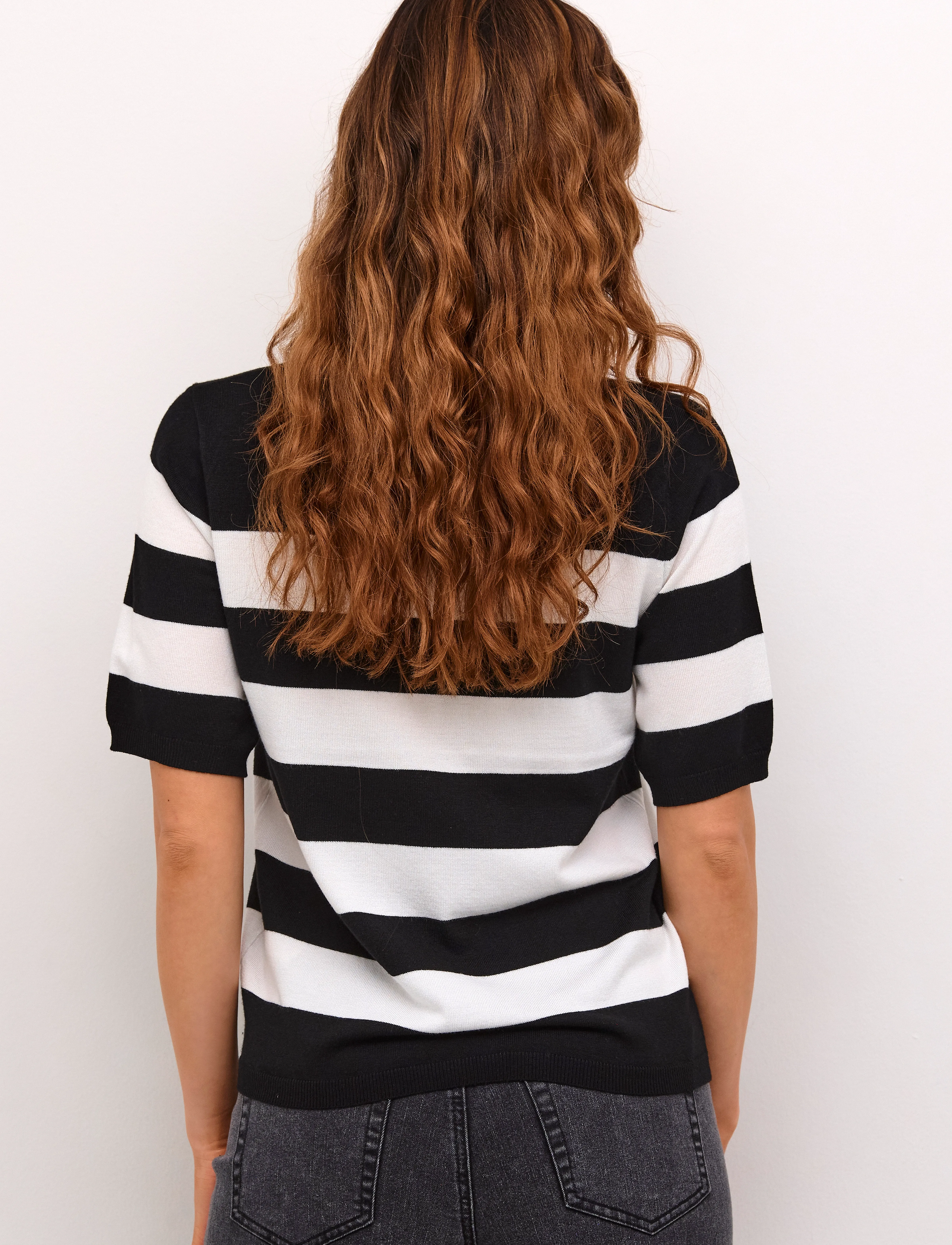 Kaffe - KAlizza Striped Knit - trøjer - black/chalk bold stripe - 4
