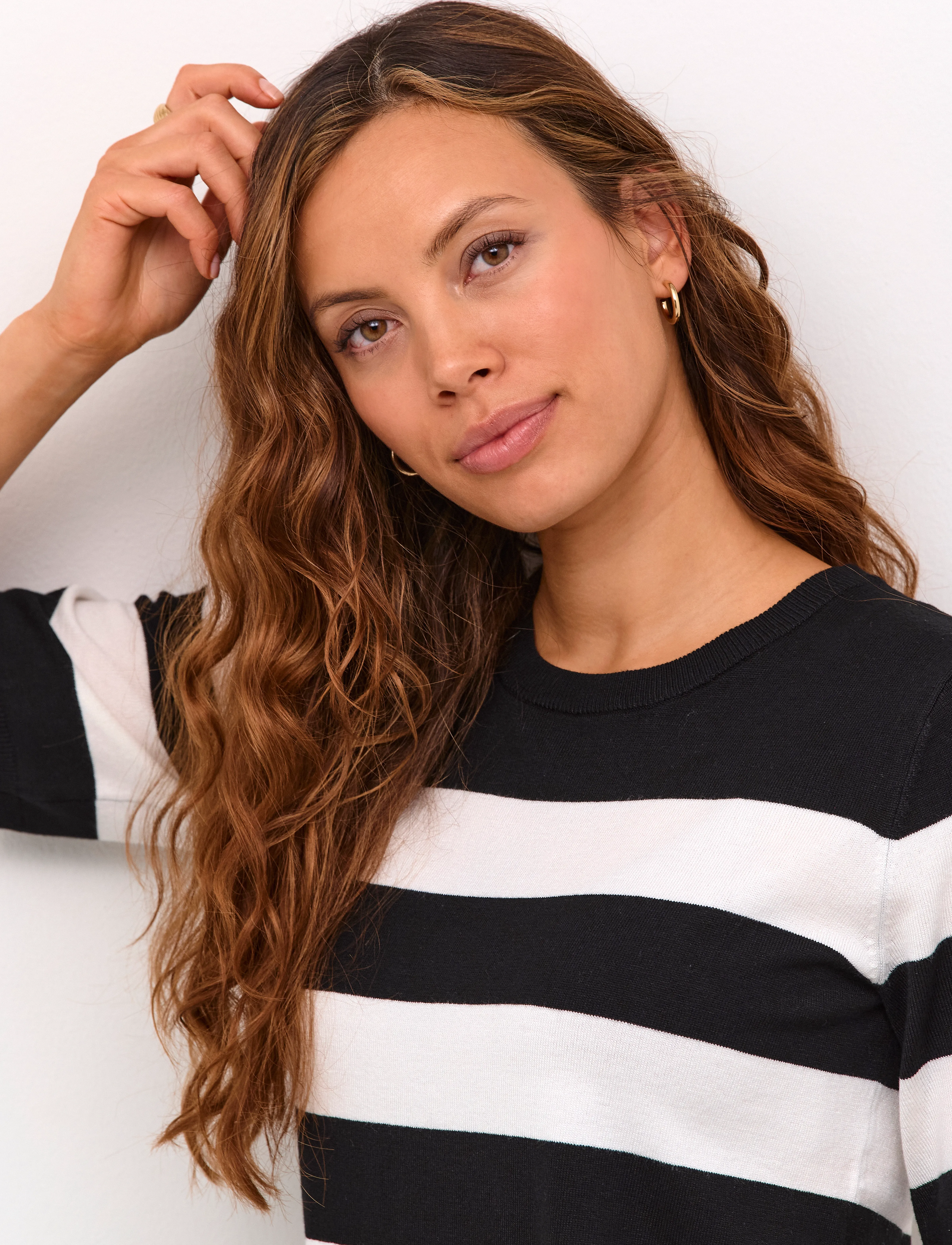 Kaffe - KAlizza Striped Knit - trøjer - black/chalk bold stripe - 5