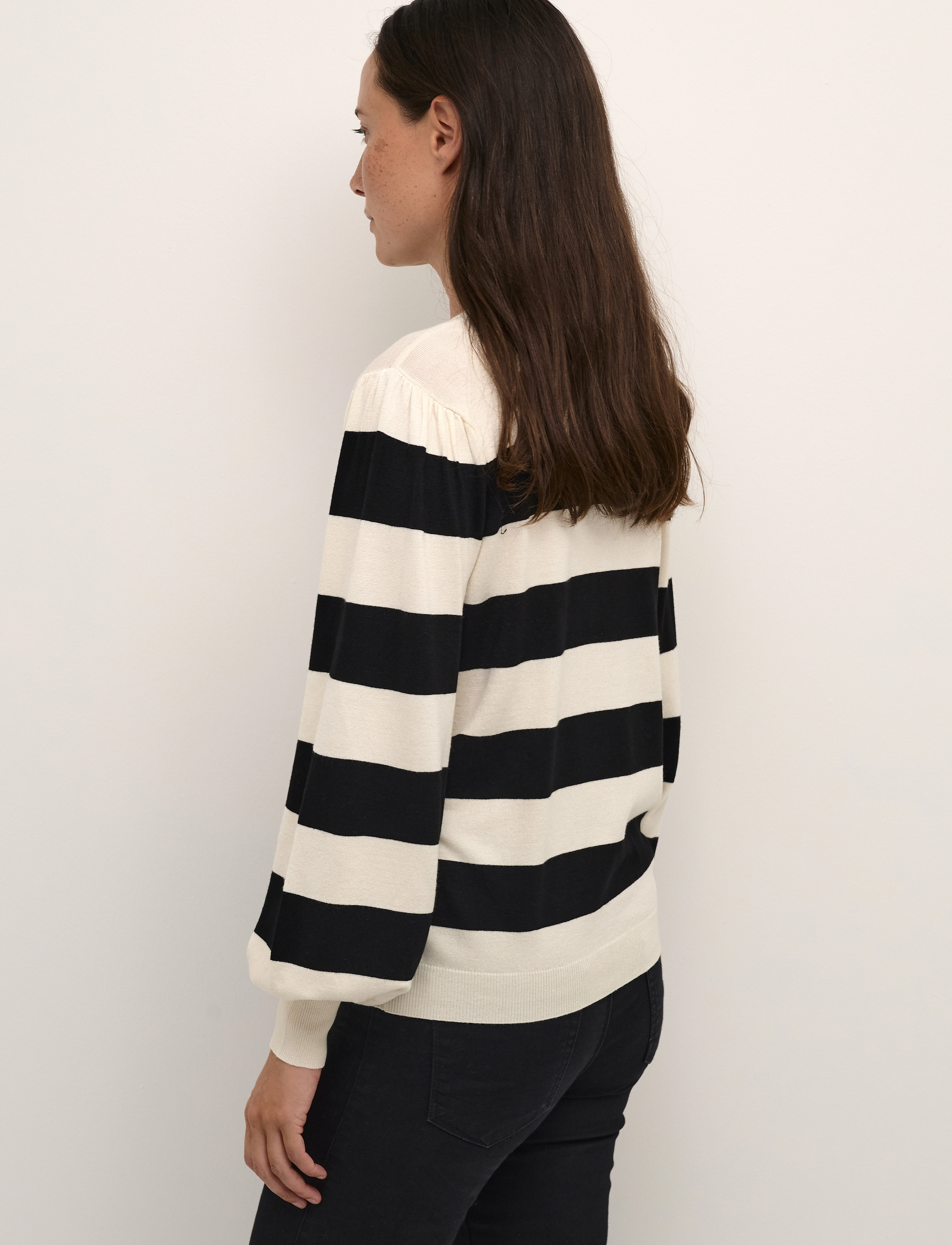 Kaffe - KAlizza Striped Cardigan - black/turtledove bold stripe - 4