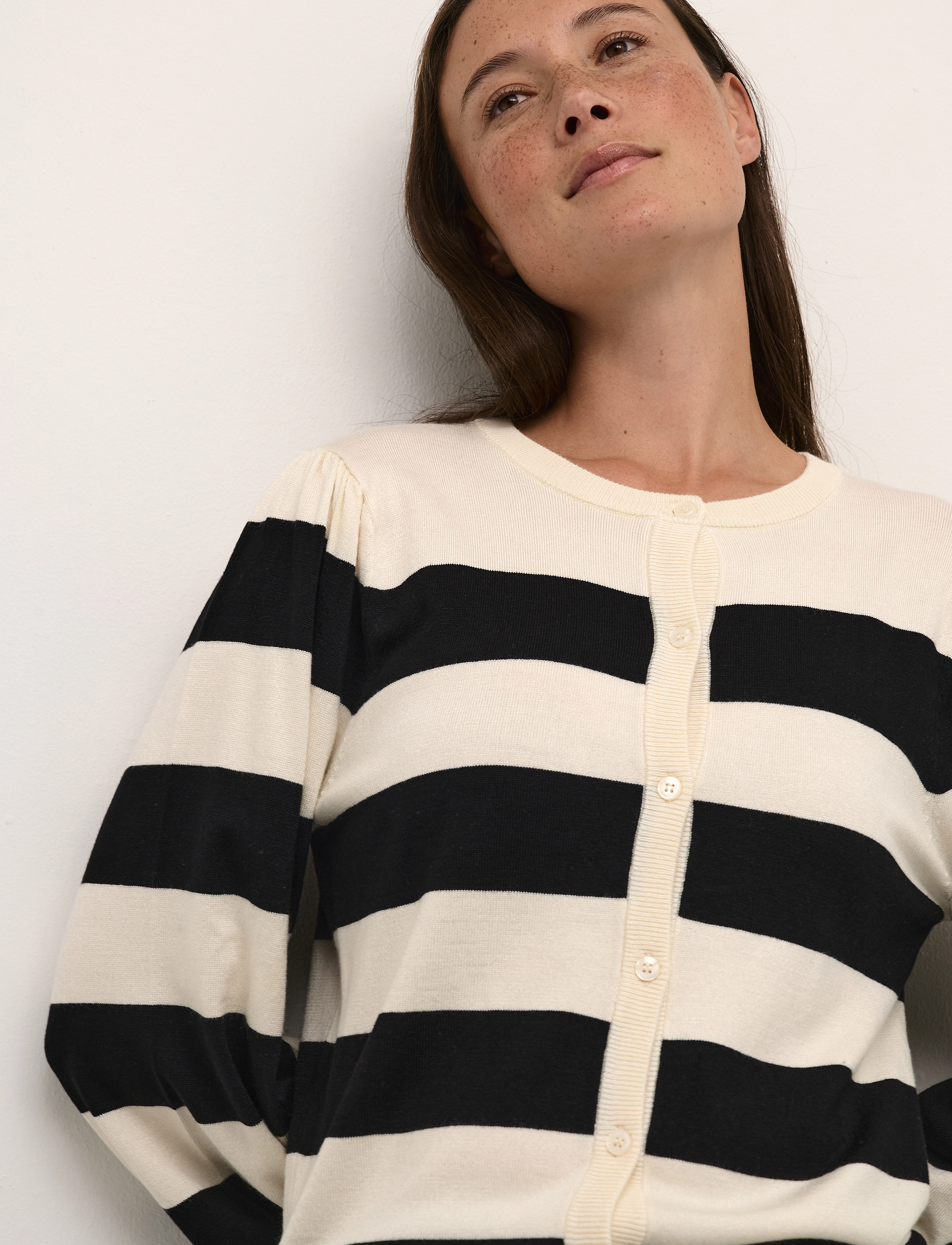 Kaffe - KAlizza Striped Cardigan - black/turtledove bold stripe - 5