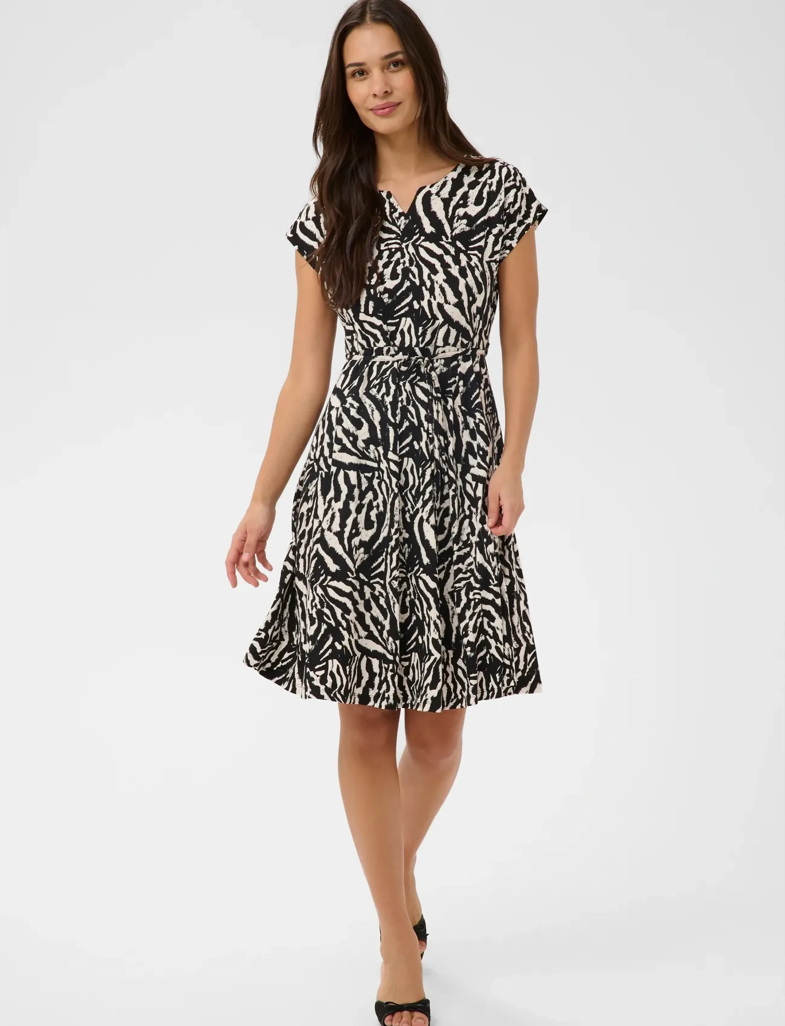Kaffe - KAbella Jersey Dress - sommarklänningar - black deep/chalk s animal - 3