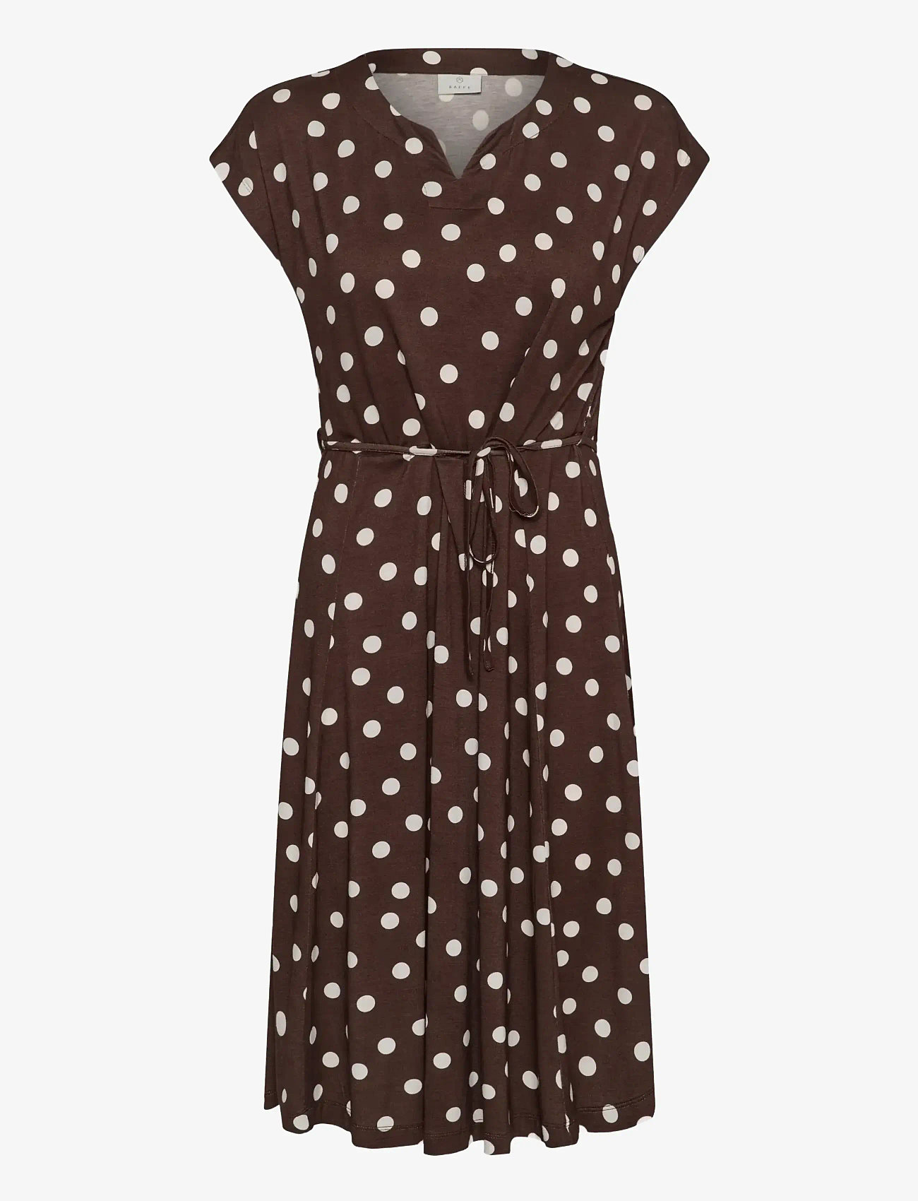 Kaffe - KAbella Jersey Dress - suvekleidid - chocolate brown w. chalk dot - 0