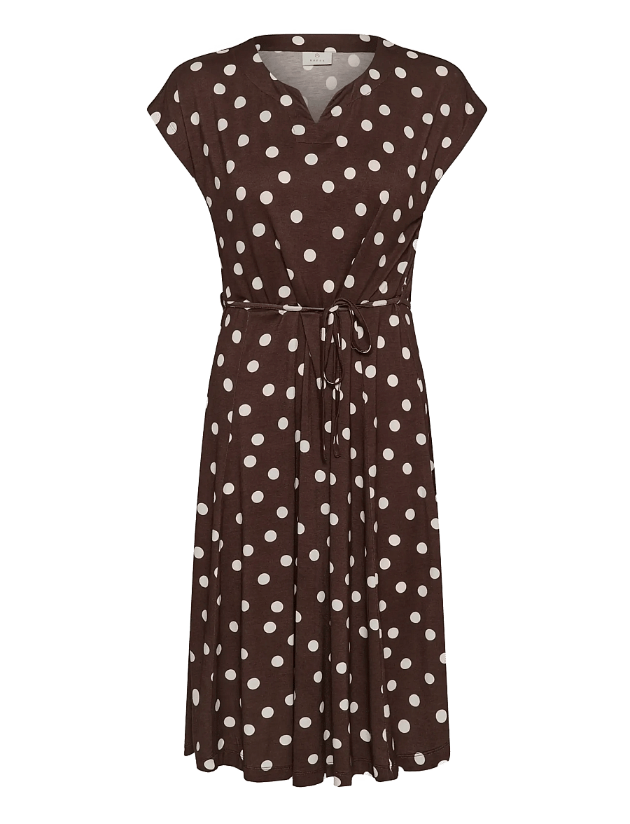 Kaffe - KAbella Jersey Dress - sommerkleider - chocolate brown w. chalk dot - 0
