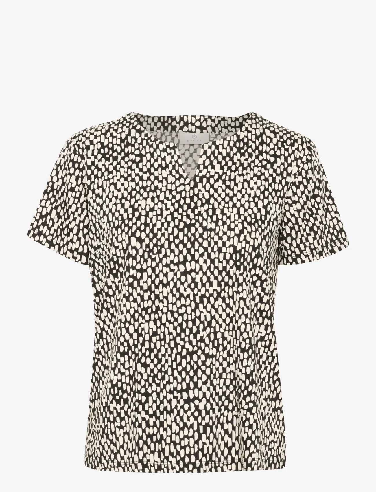 Kaffe - KAbella Jersey Blouse - blouses met korte mouwen - black/chalk graphic dot - 1