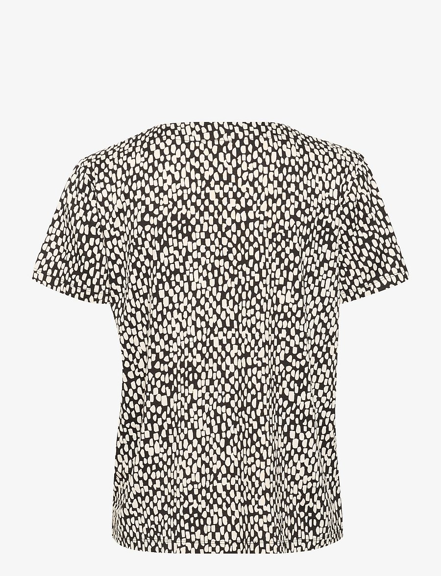 Kaffe - KAbella Jersey Blouse - kortärmade blusar - black/chalk graphic dot - 2