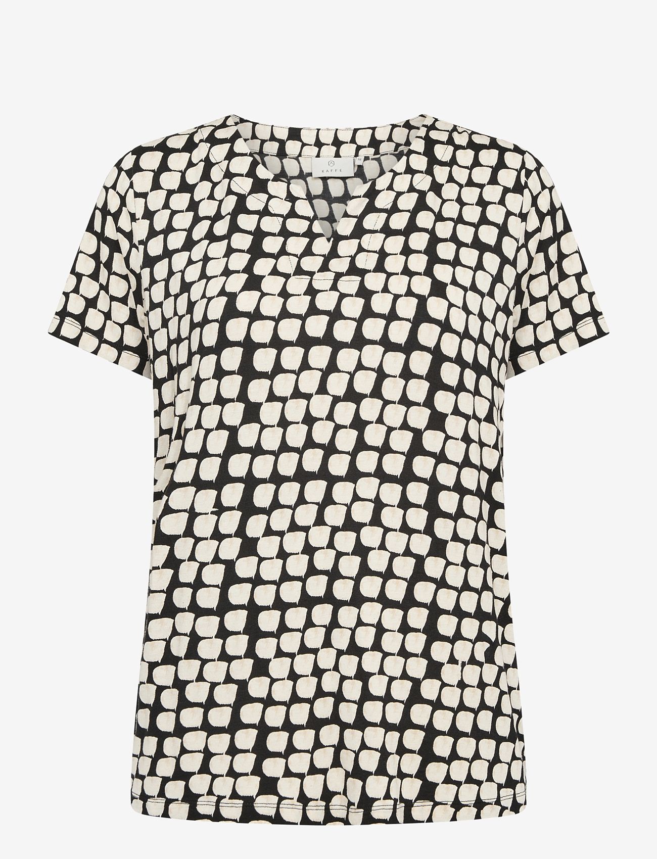 Kaffe - KAbella Jersey Blouse - lühikeste varrukatega pluusid - black_sand graphic dot - 0
