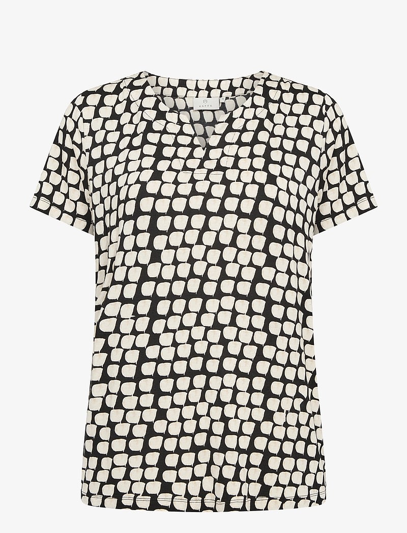 Kaffe - KAbella Jersey T Shirt - lyhythihaiset puserot - black_sand graphic dot - 1
